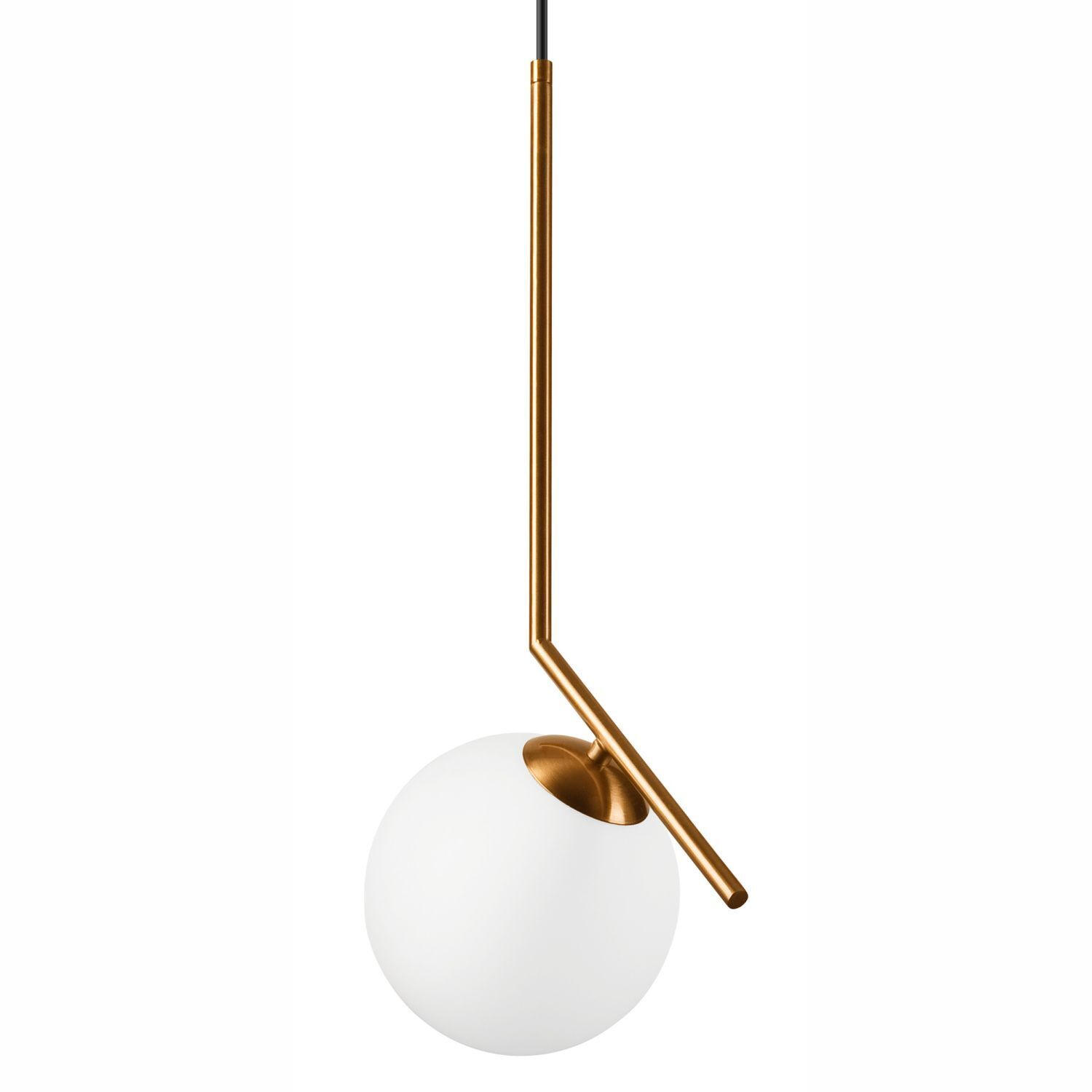 Suspension boule de verre métal en laiton blanc Ø30 cm