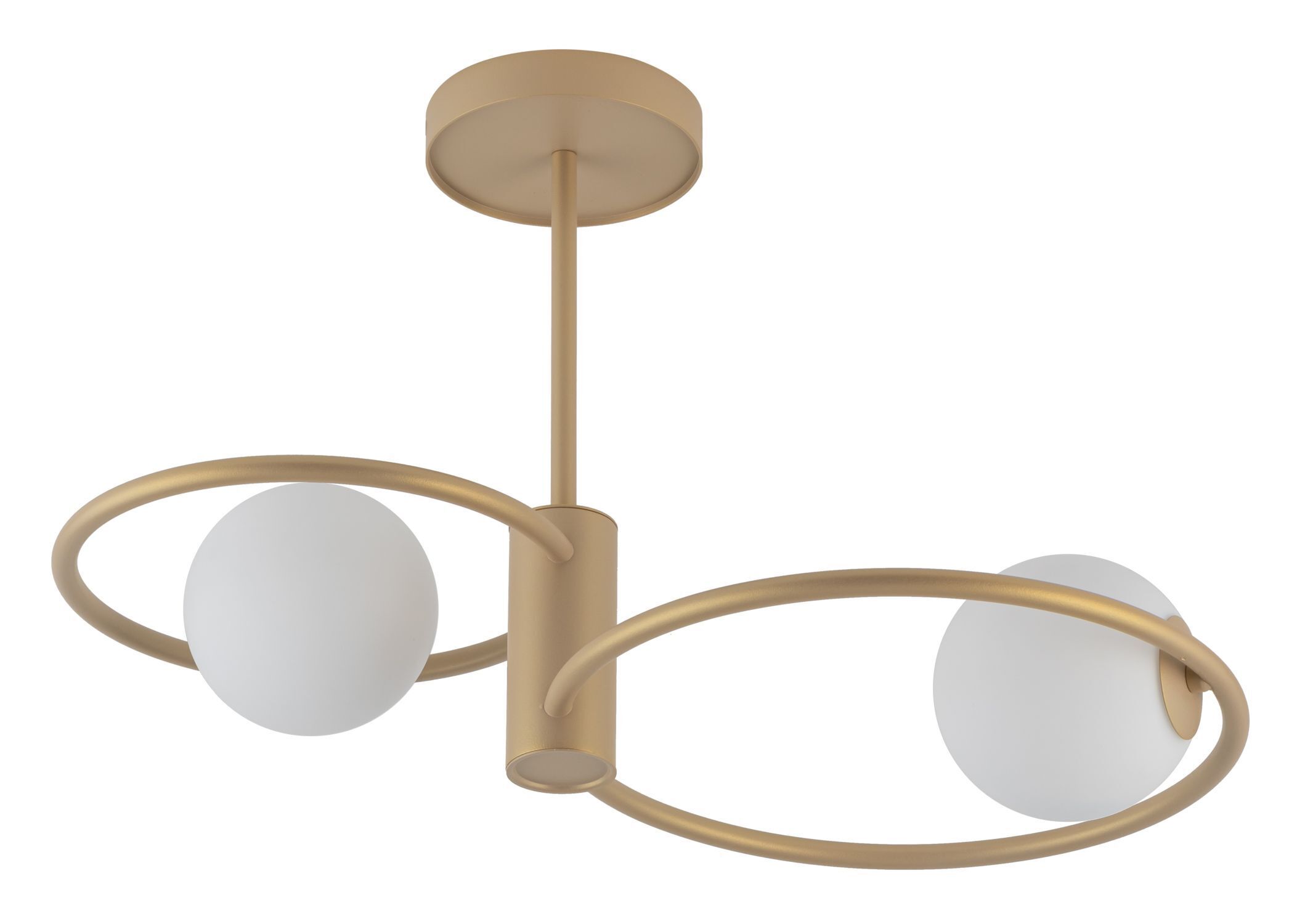 Plafonnier résidentiel or métal verre G9 2 flammes