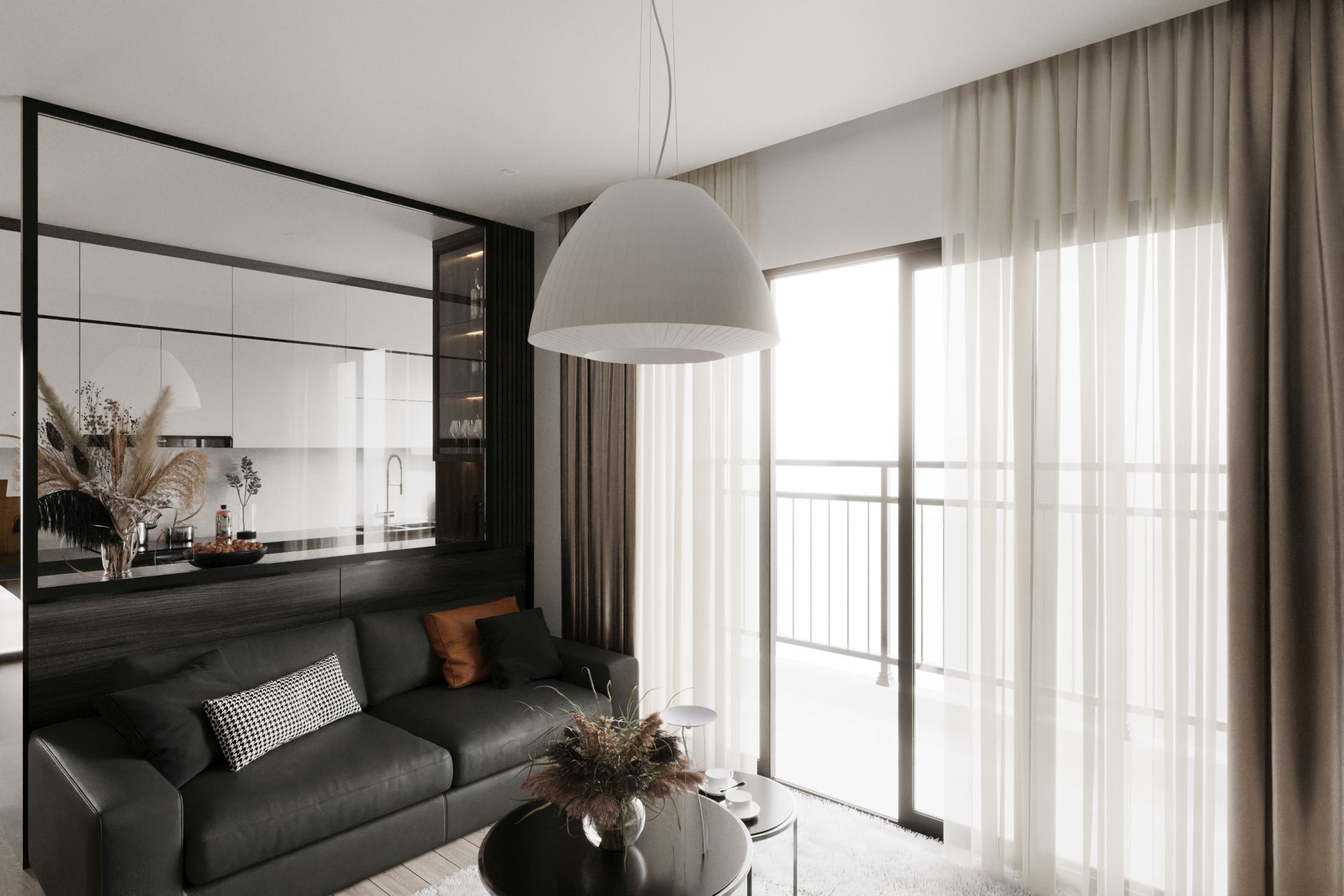 Suspension Blanc Tissu Verre Ø 60 cm grand 3x E27 DIYA