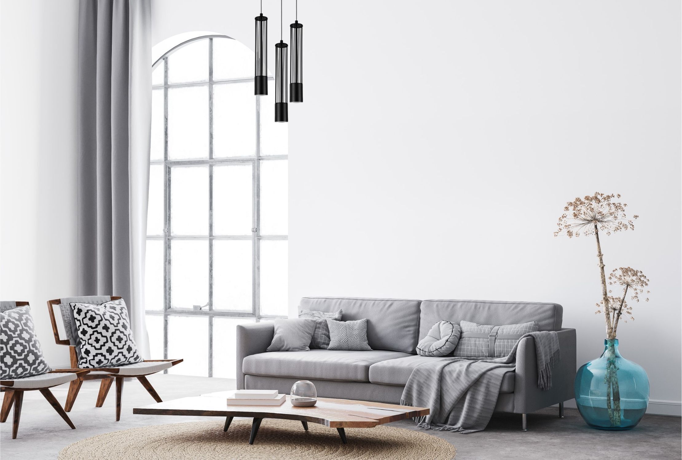 Suspension décorative métal GU10 Ø35 cm rond noir