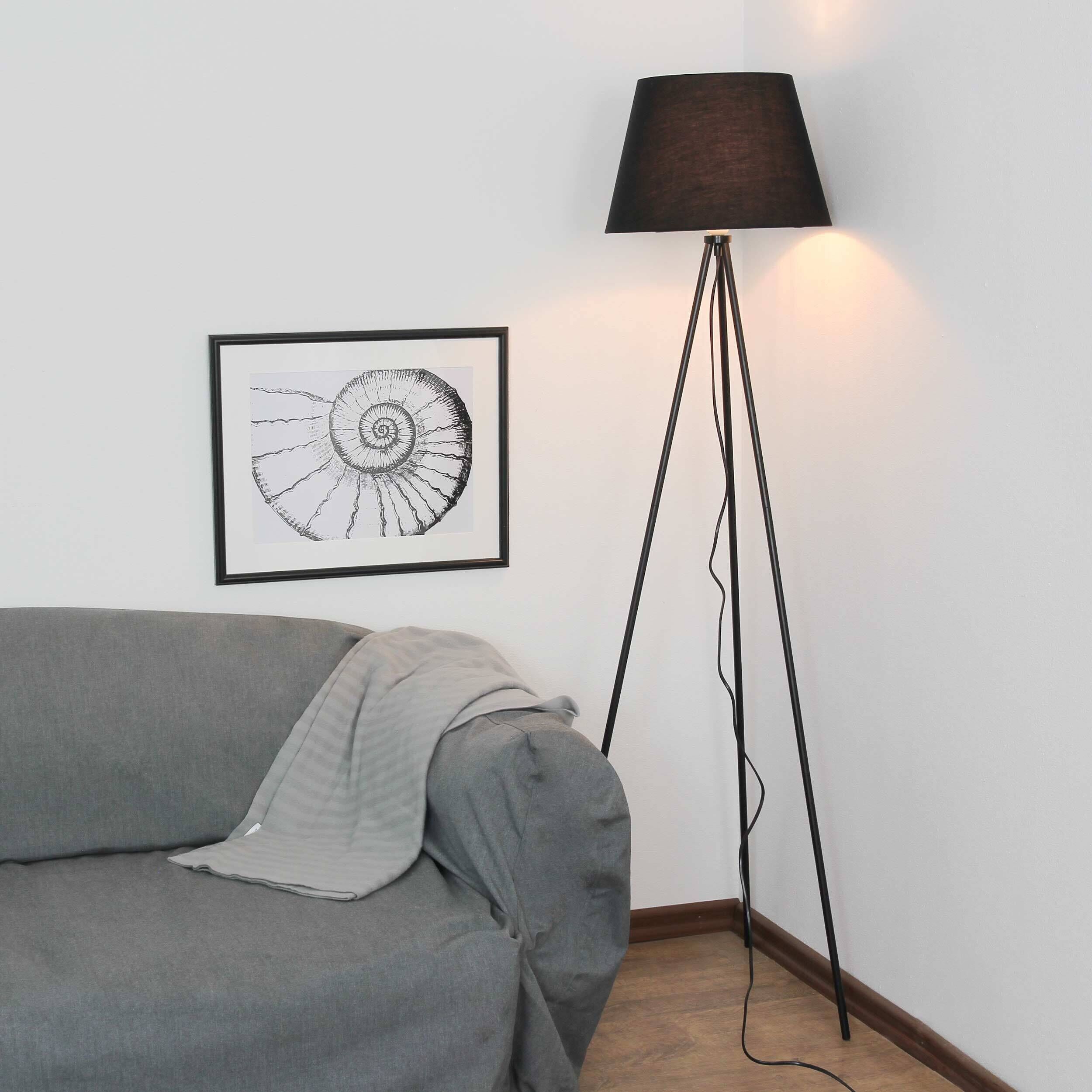 Lampadaire Salon Tripode 155 cm E27 Noir