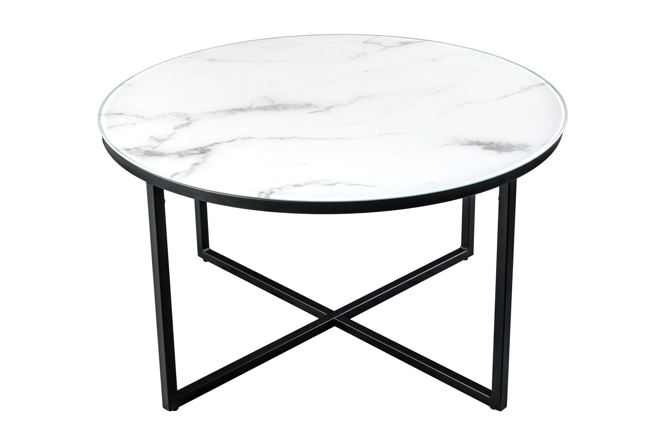 Table basse en verre trempé métal blanc noir 80x80 cm Kaffeetisch, Mobiliar, Tabelle, Tischplatte, Esstisch