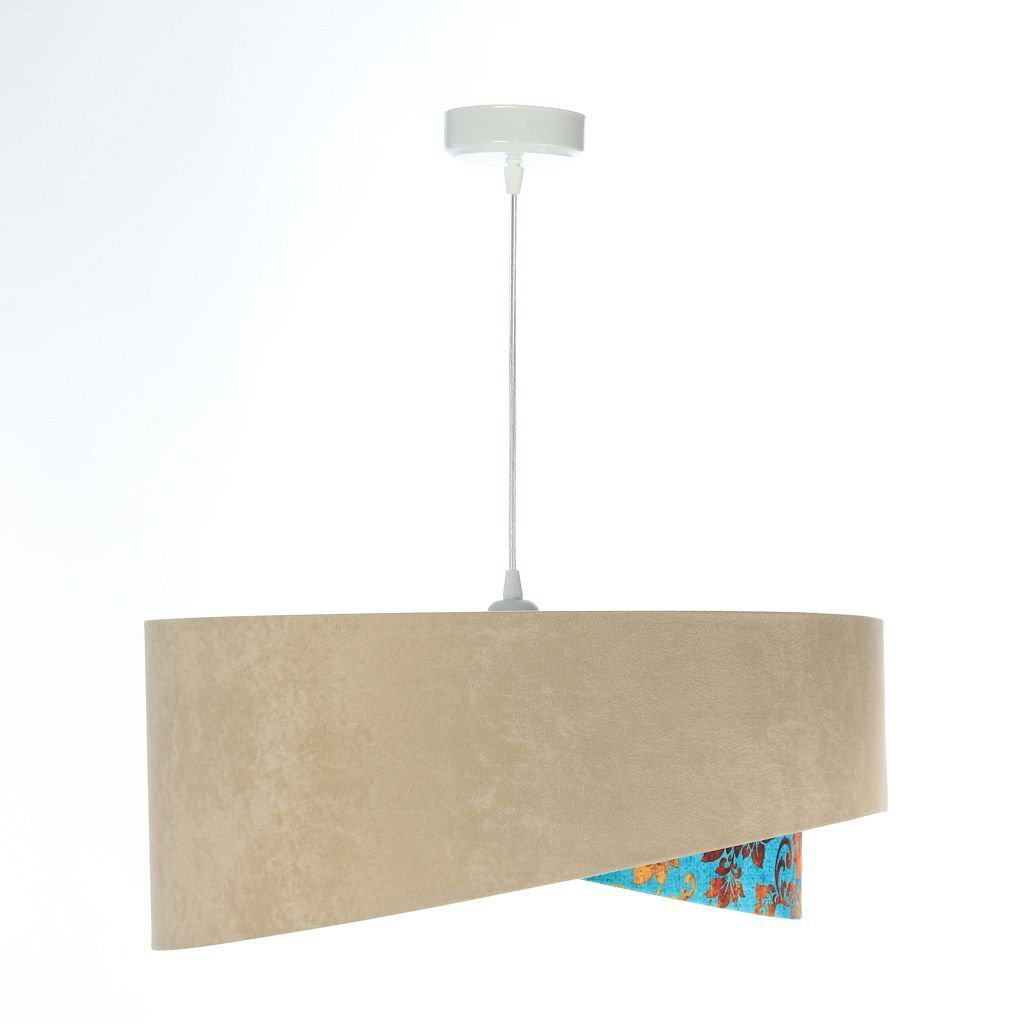 Suspension E27 ronde Ø 50 cm Tissu aspect velours beige multicolore