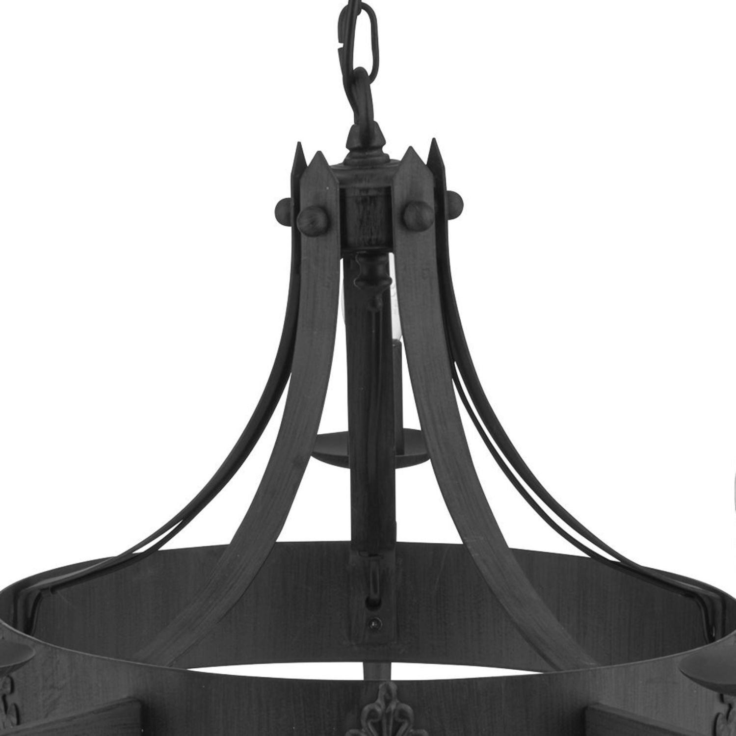 Lustre rond Ø 67 cm fer forgé massif 5x E14