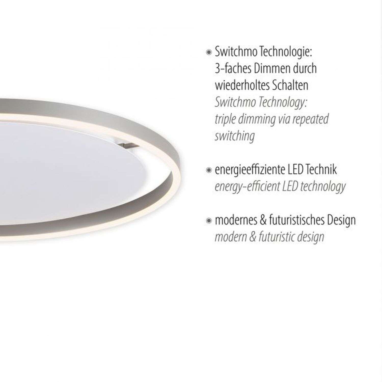 Lampe de plafonnier LED dimmable aluminium Ø58,5 cm 3650 lm 28 W Deckenleuchte