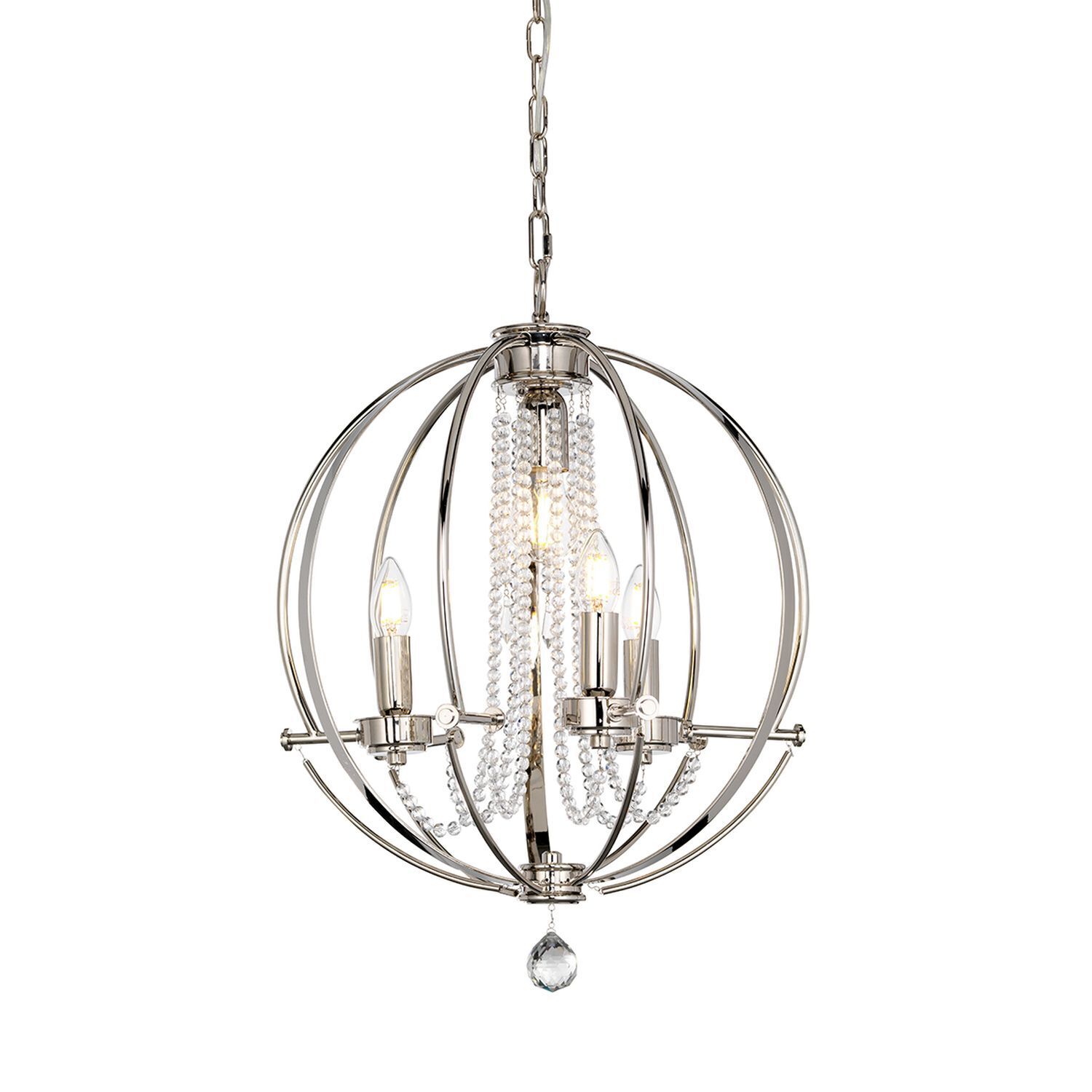 Lampe à suspendre acier Ø46cm en nickel ajustable