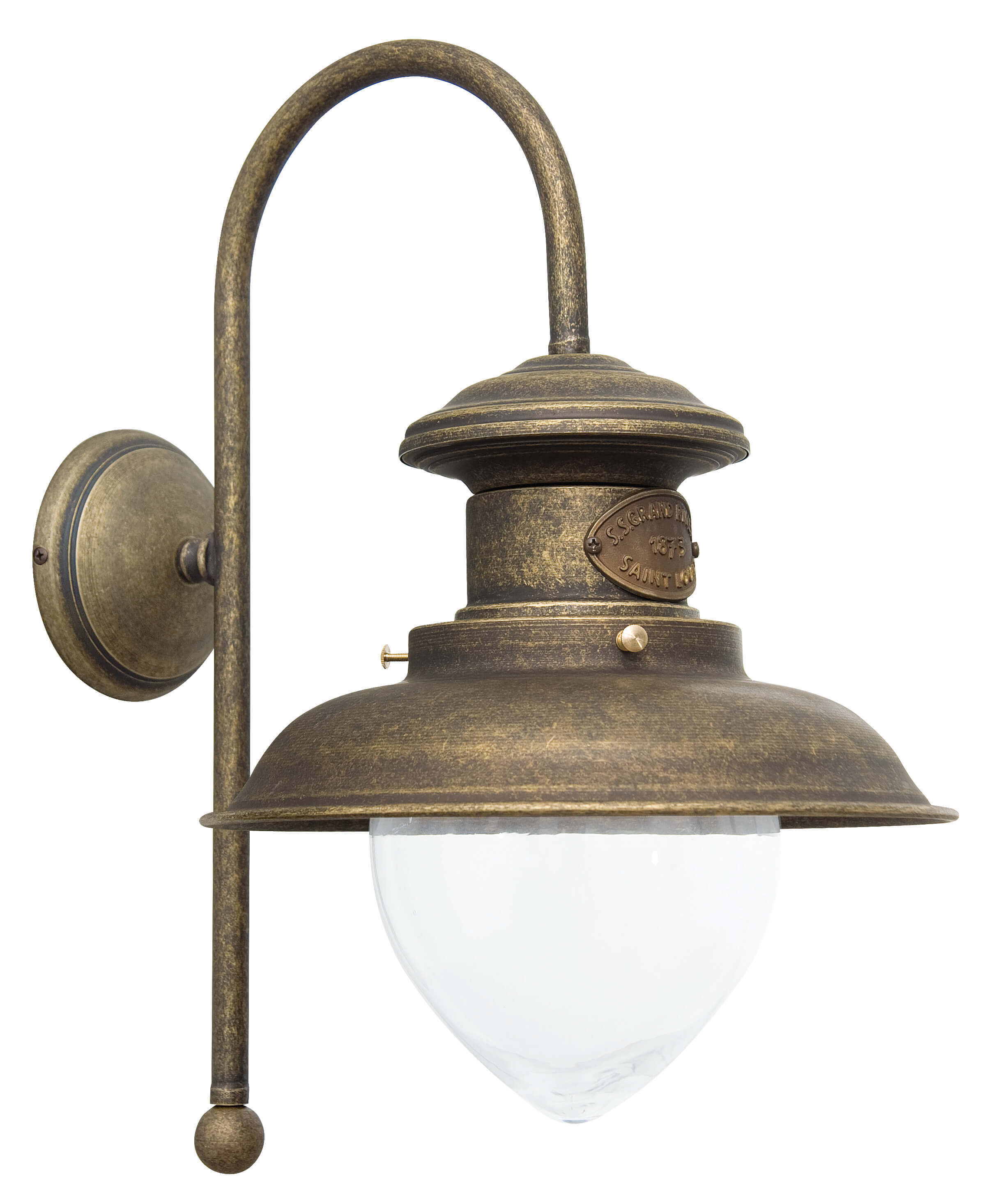 Lampe murale bronze antique Al Mare en laiton véritable