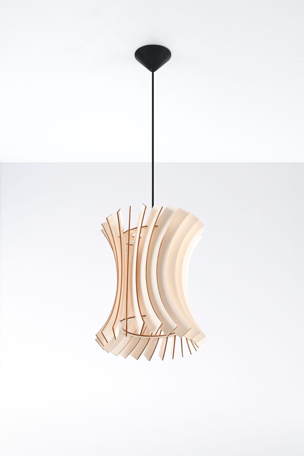 Luminaire suspendu en bois avec abat-jour Ø30cm PORSHA