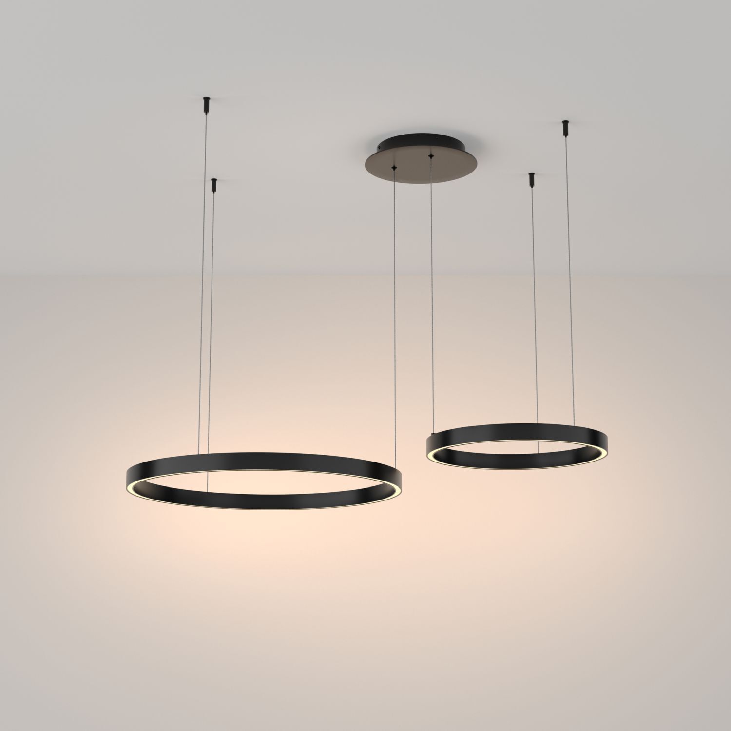 Lustre LED aluminium rond D : 60 cm H : max. 120 cm Deckenleuchte, Kronleuchter, Lampe, Leuchte