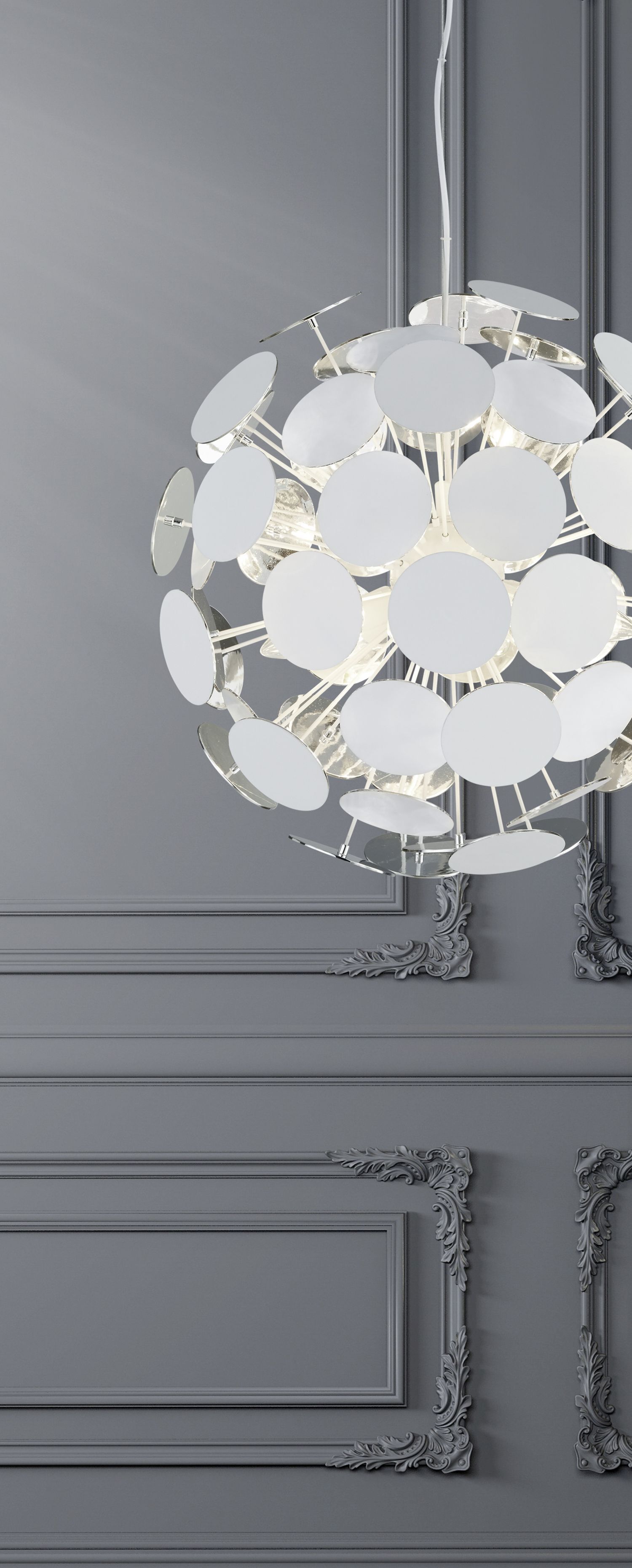 Stilvolle Hängelampe Metall Weiß Ø54 cm E14 6-flammig Leuchter, Lampe