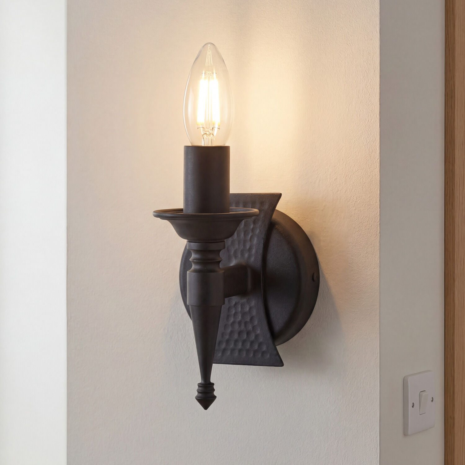 Applique murale CAMELOT 7 fer forgé noir Lampe