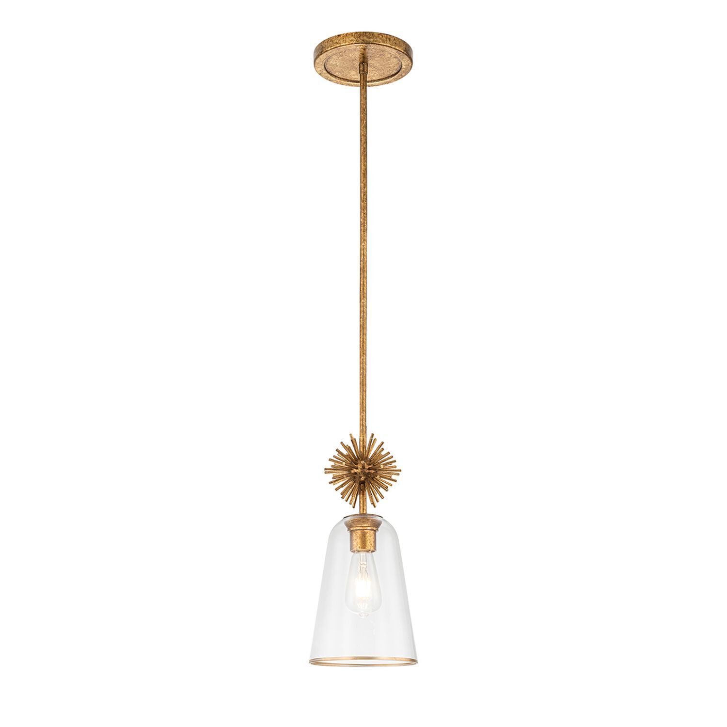 Lampe à suspendre verre métal L : 18,4 cm E14 réglable or antique