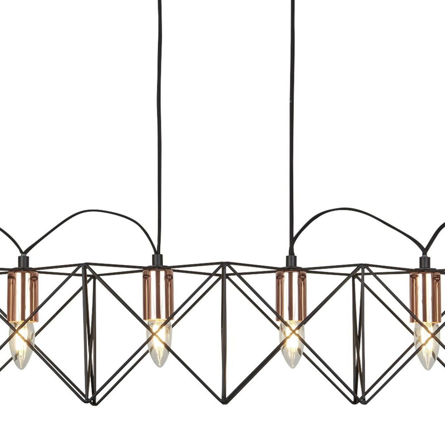 Lampe à suspendre métal 110 cm de long H : max. 145 cm Noir Cuivre