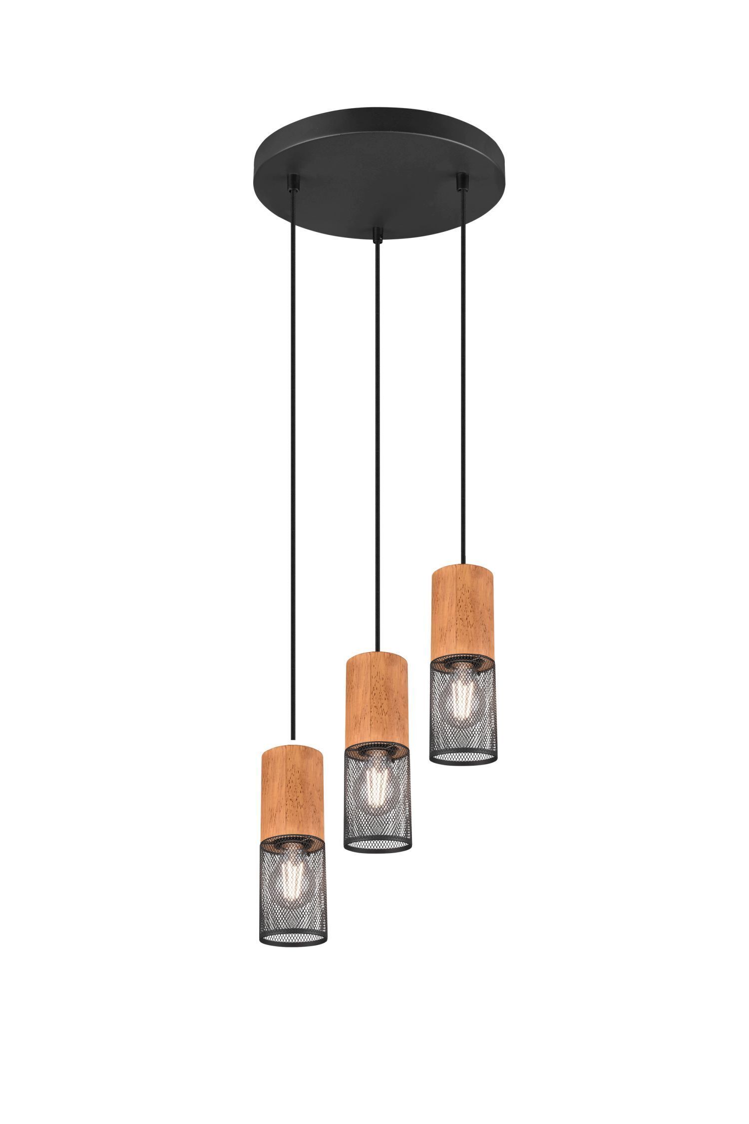 Suspensions en bois et métal E27 Ø28 cm 3-flamme