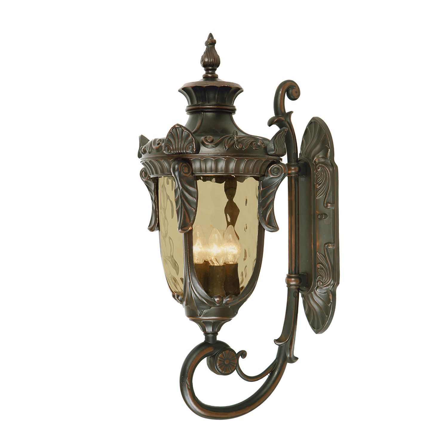 Lampe de cour antique H:64cm grande métal verre IP44 E14 AMY