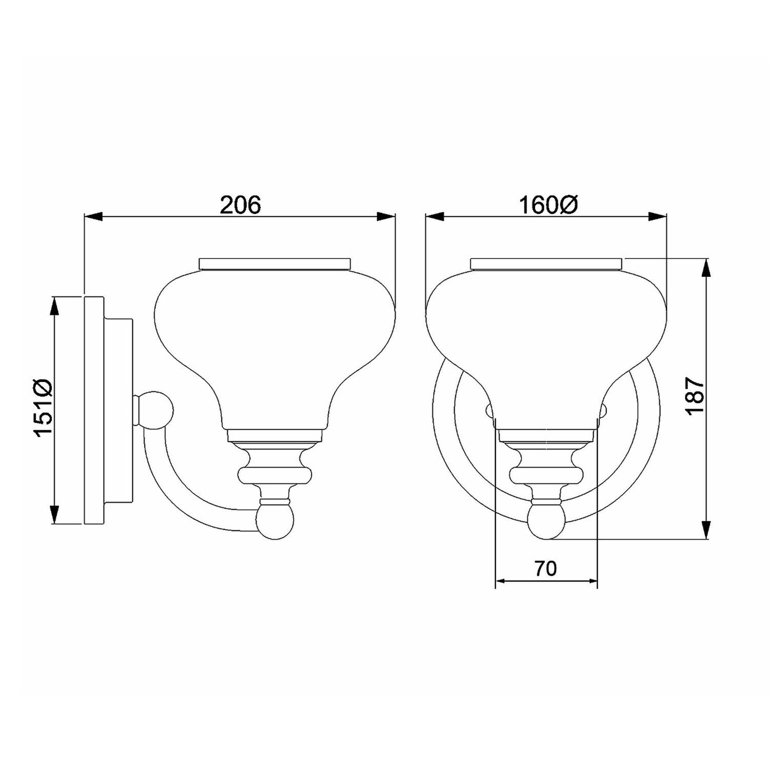 Lampe de salle de bain métal verre H : 19,1 cm IP44 avec G9 LED Licht