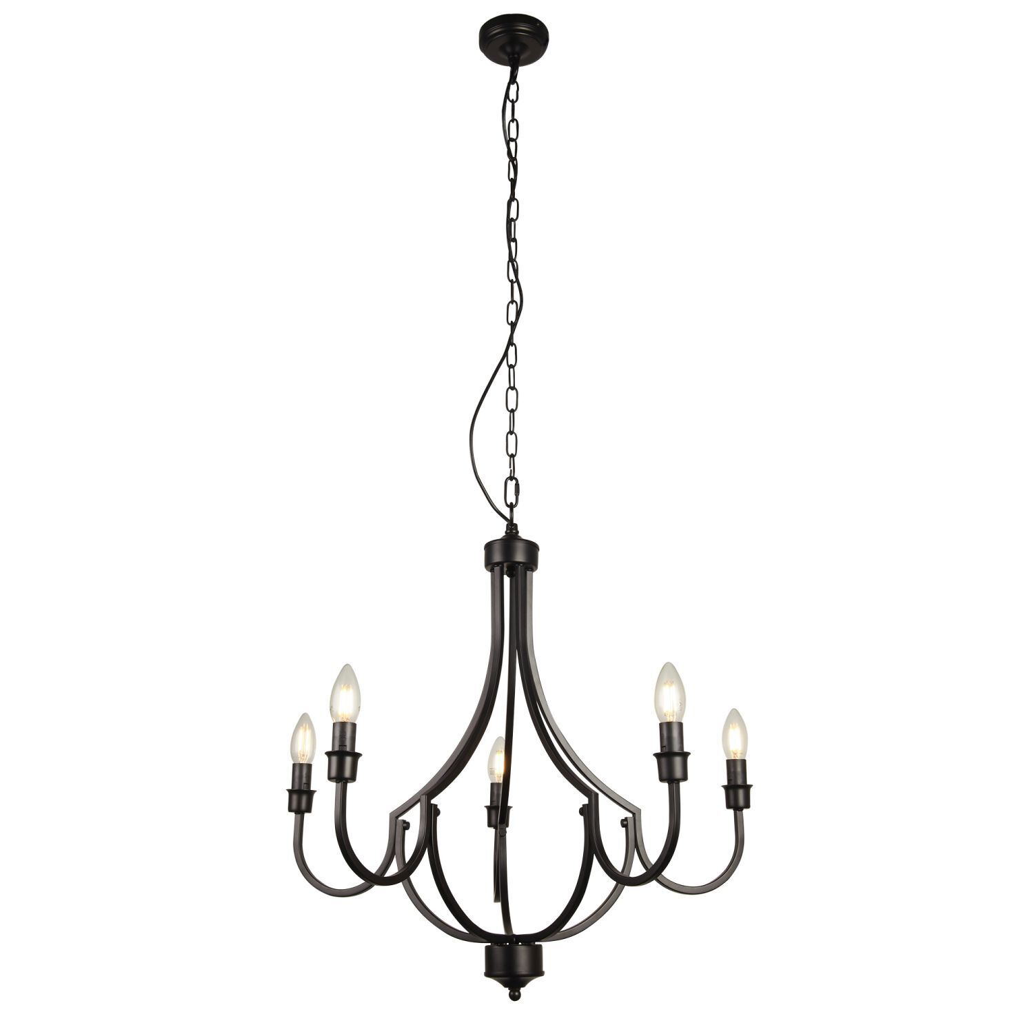 Lustre Rustique Noir Ø 65 cm Métal 5x E14