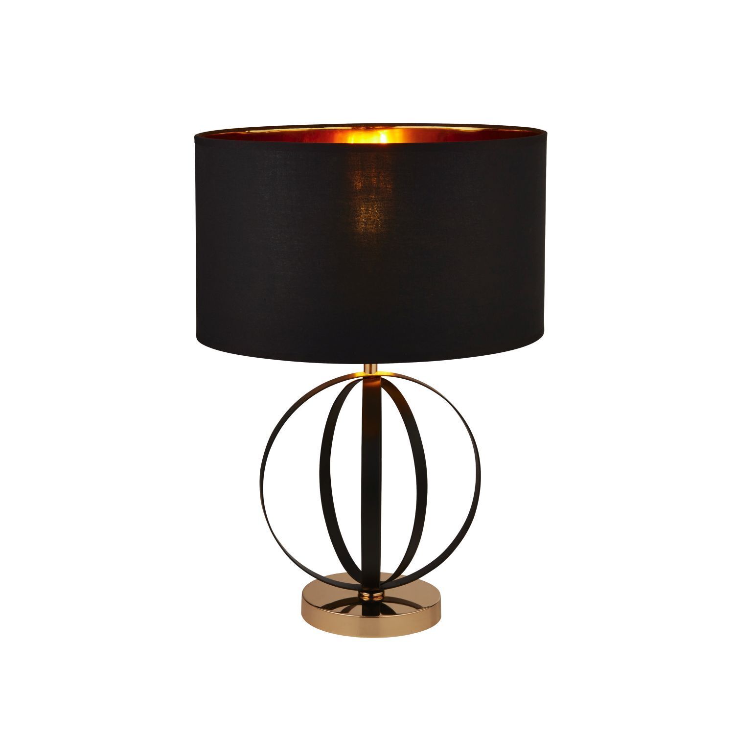 Lampe de table noir or 58 cm de haut E27 métal tissu