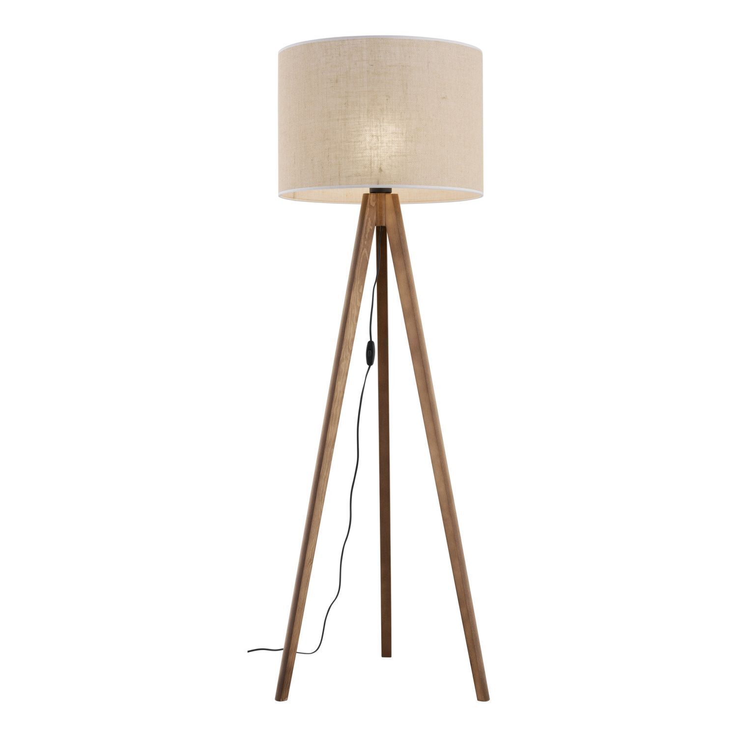 Lampadaire Trépied 145 cm bois tissu E27 NOLAN