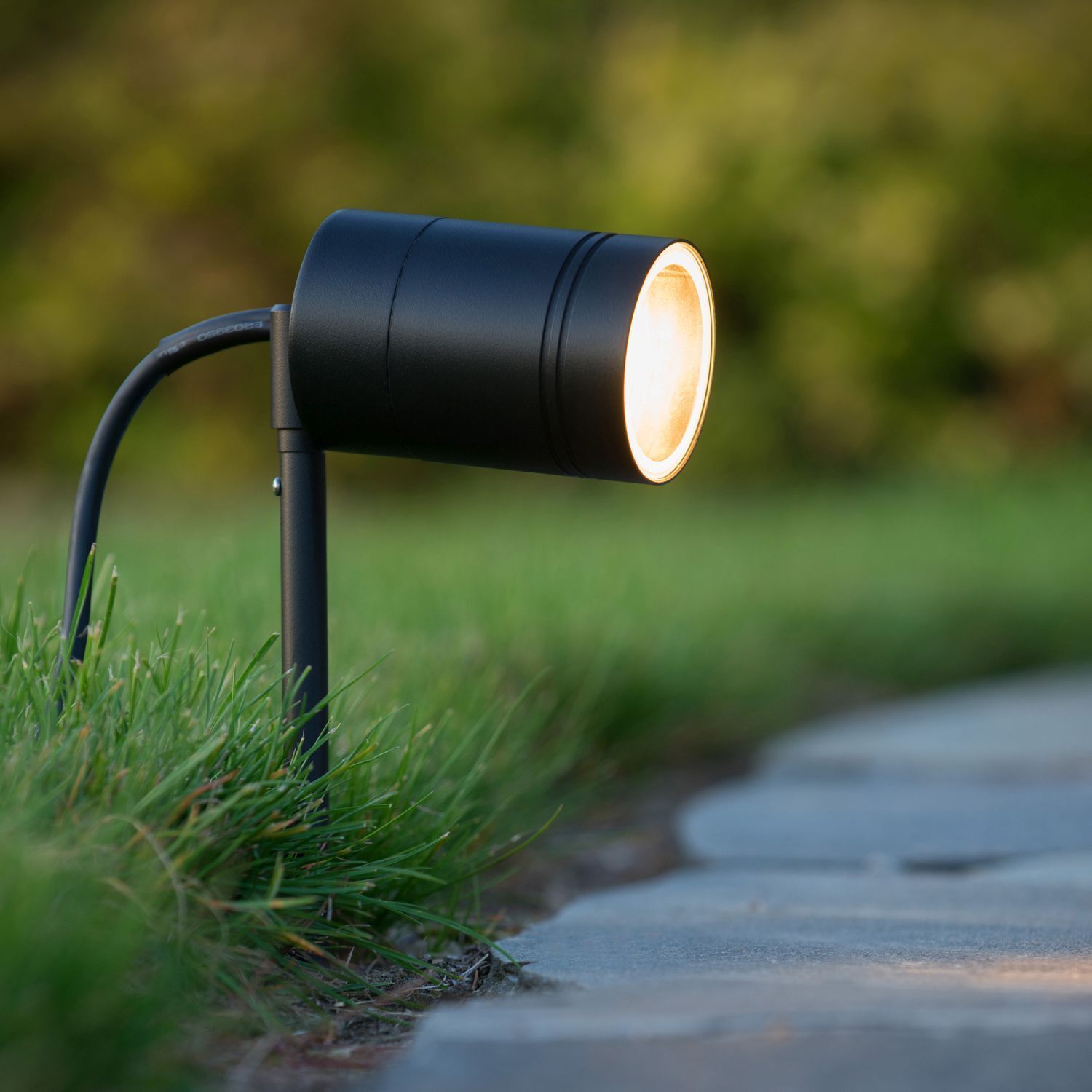 Erdspießstrahler Stahl Schwarz GU10 H:36 cm flexibel Licht, Außenleuchte, LED, Wegbeleuchtung, Standleuchte