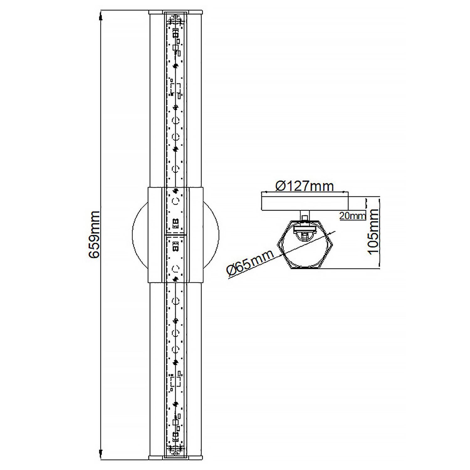 Luminaire LED pour salle de bain mural chrome blanc IP44 65,9 cm