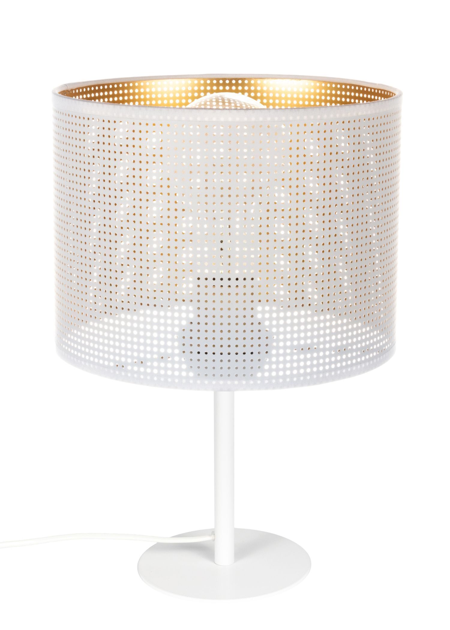 Petite lampe de table métal blanc or E27 30 cm Loft