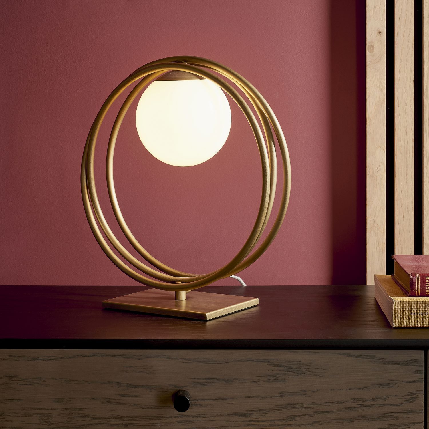 Lampe de table verre métal hauteur 31 cm en or blanc