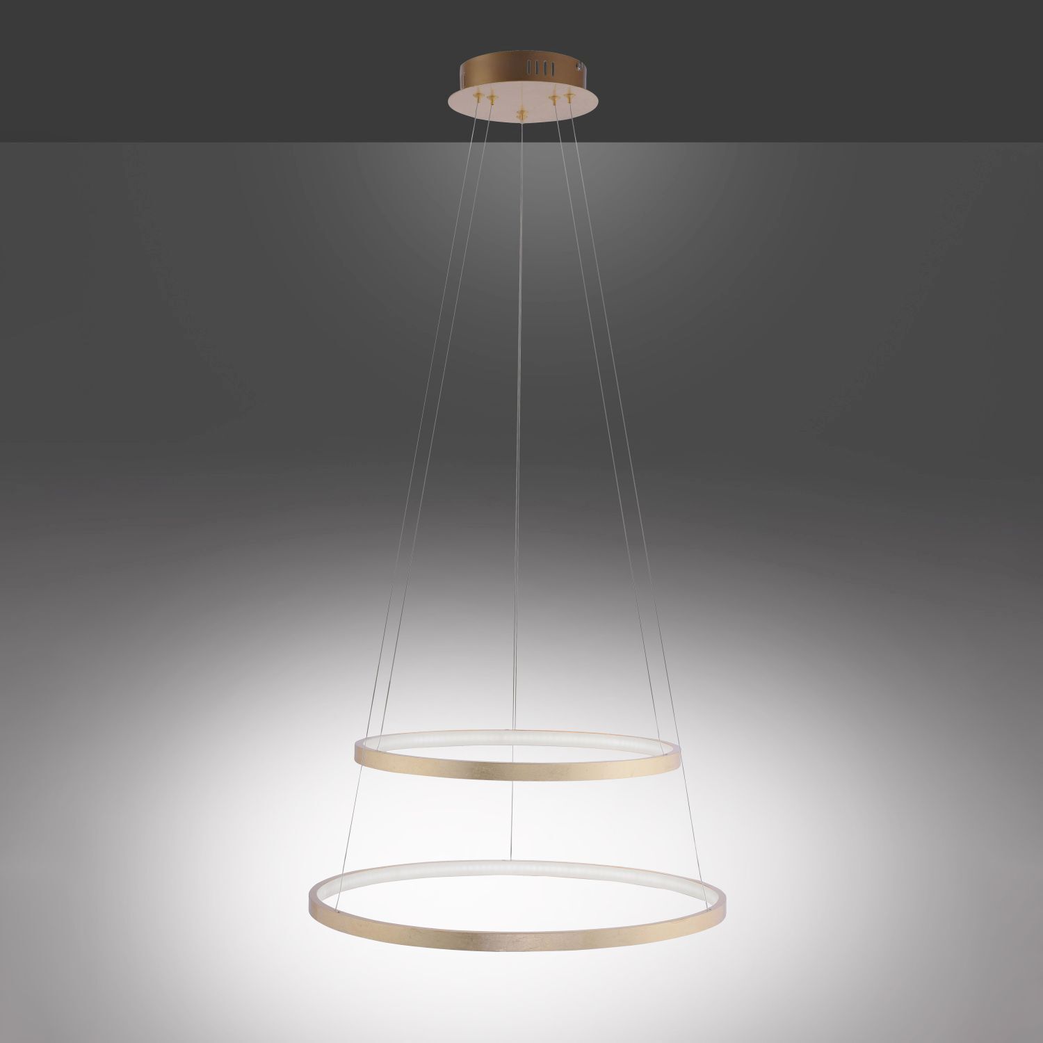Suspension LED anneaux en métal doré Ø50 cm 3000 K