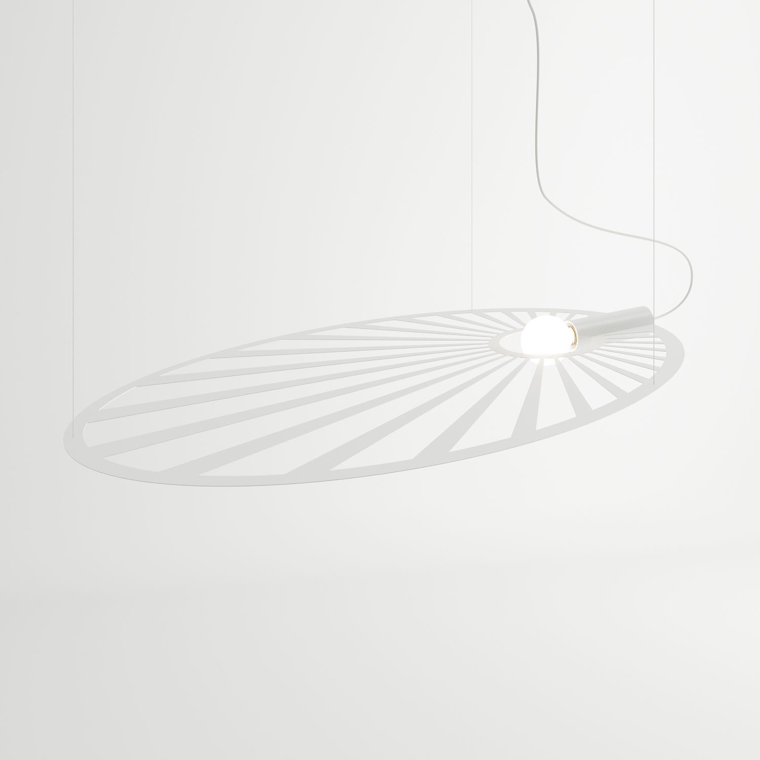 Lampe à suspendre Blanc 110 cm de long ovale Design moderne Métal E27