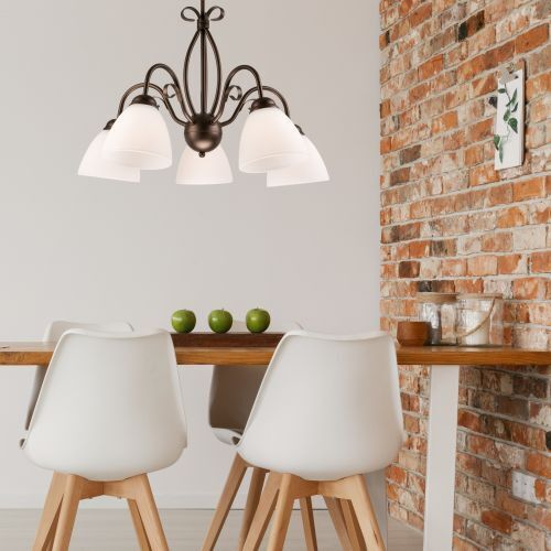 Lampe à suspendre brune Métal 5-flmg Rustique Table à manger