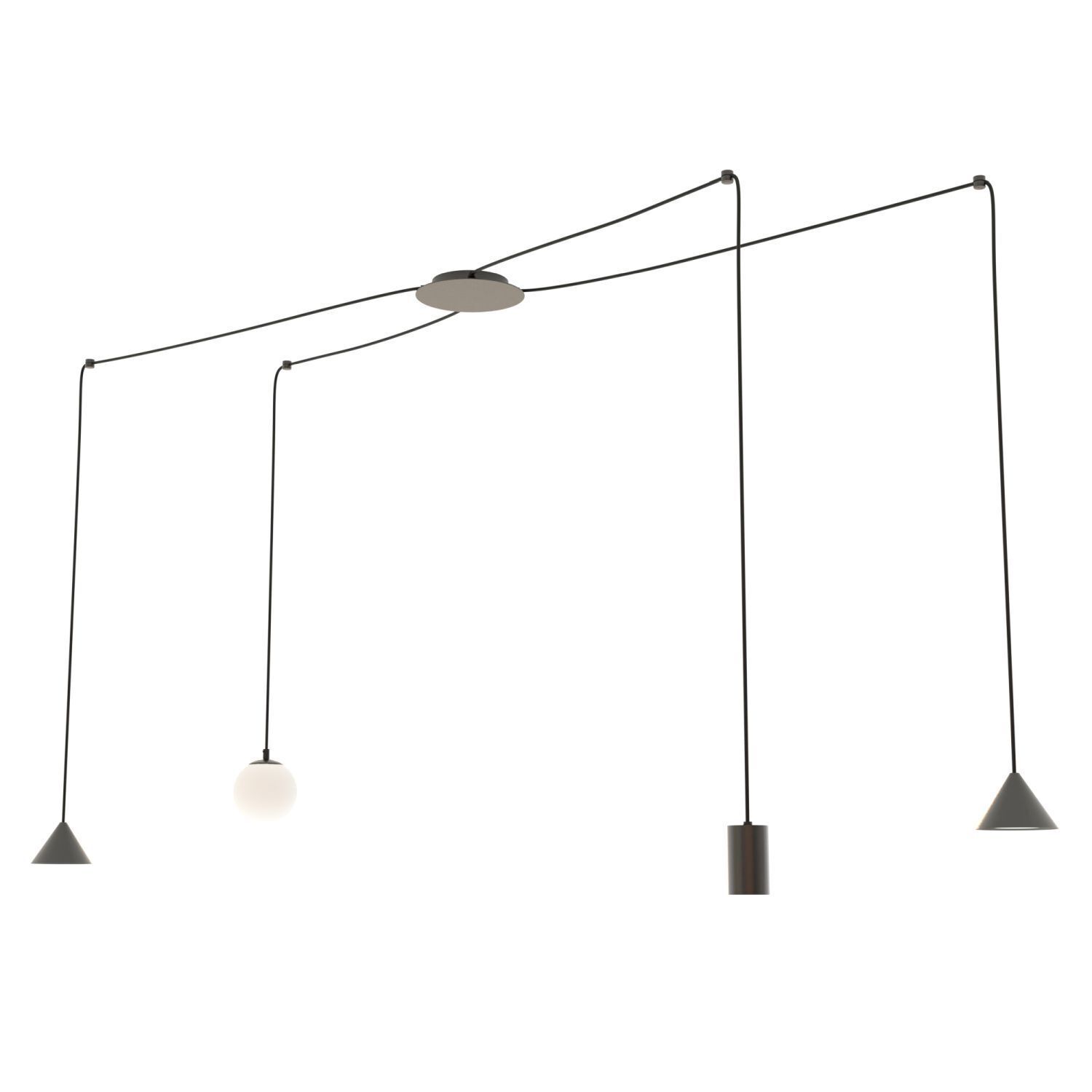 Spider Lampe à suspendre métal verre flexible élégante XXL