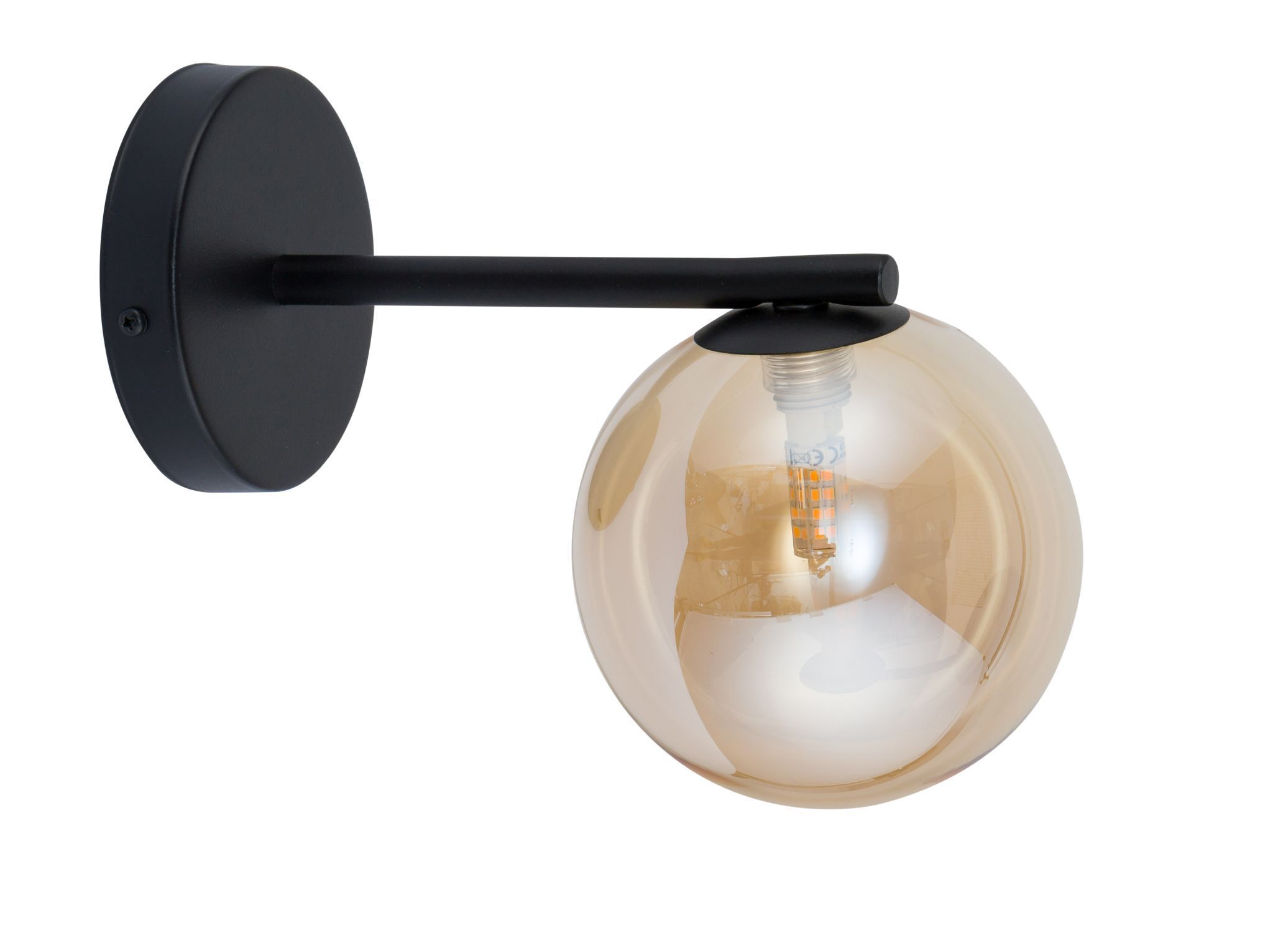 Applique murale verre ambre noir G9 H:20 cm confortable
