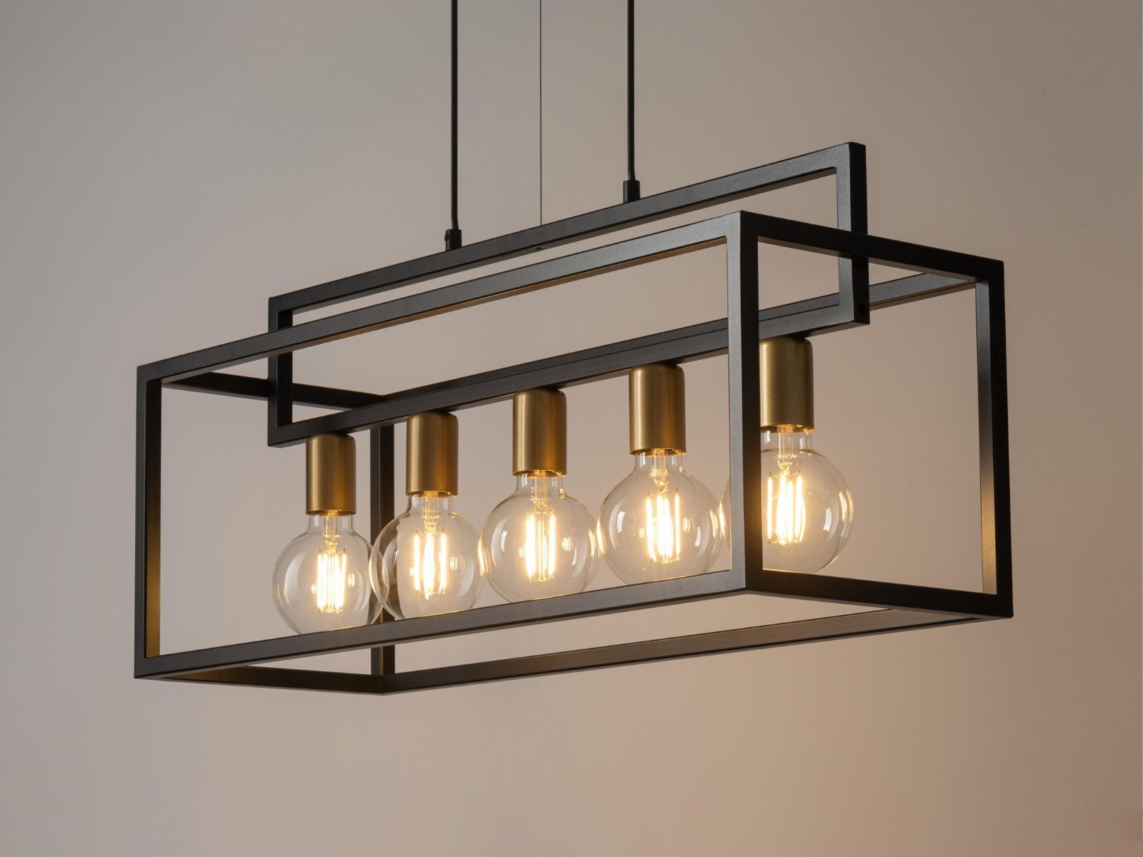 Lampe à suspendre multi-flamme or noir métal E27