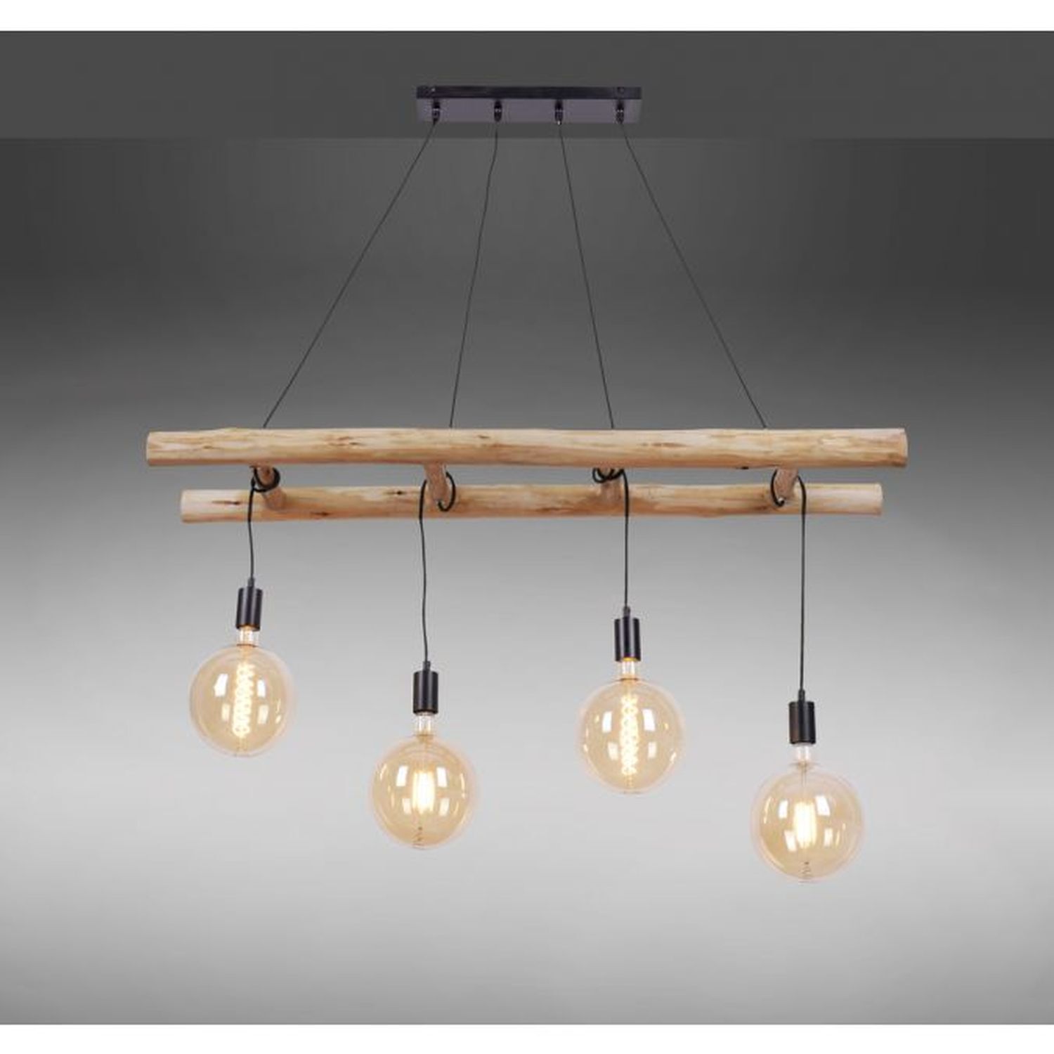 Hängelampe Skandinavisch Holz 110 cm lang E27 natürlich Leuchter, Lampe, Leuchte