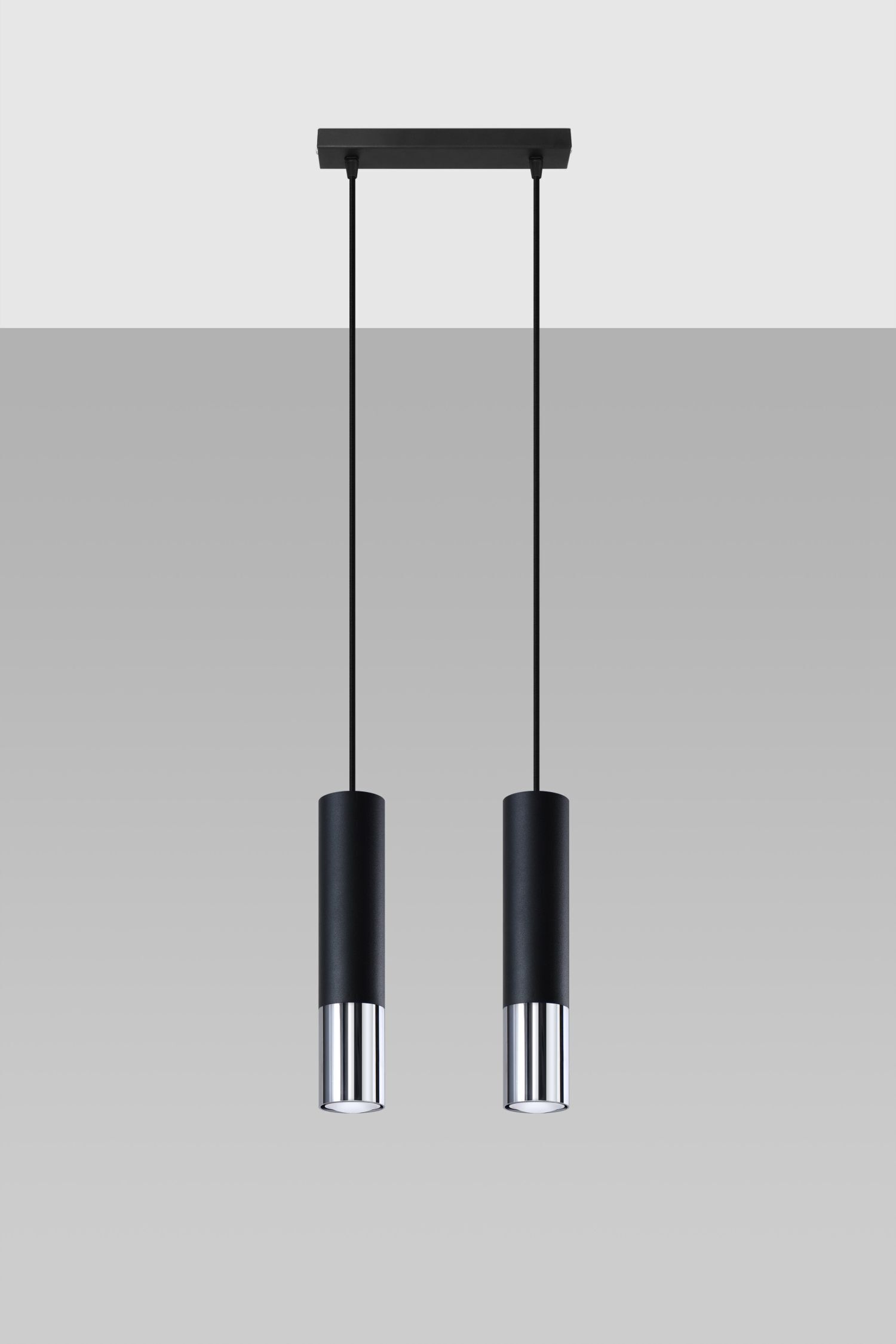 Suspension noir chrome 2 flammes métal ajustable