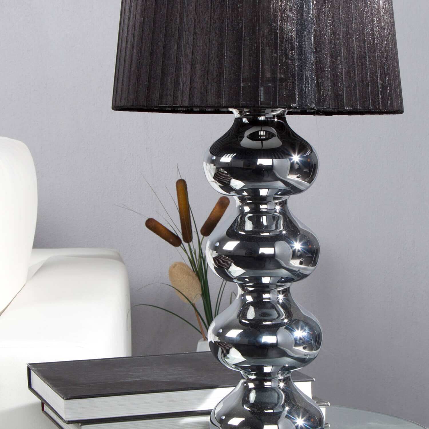 Lampe de table 50cm design moderne noble noir chrome