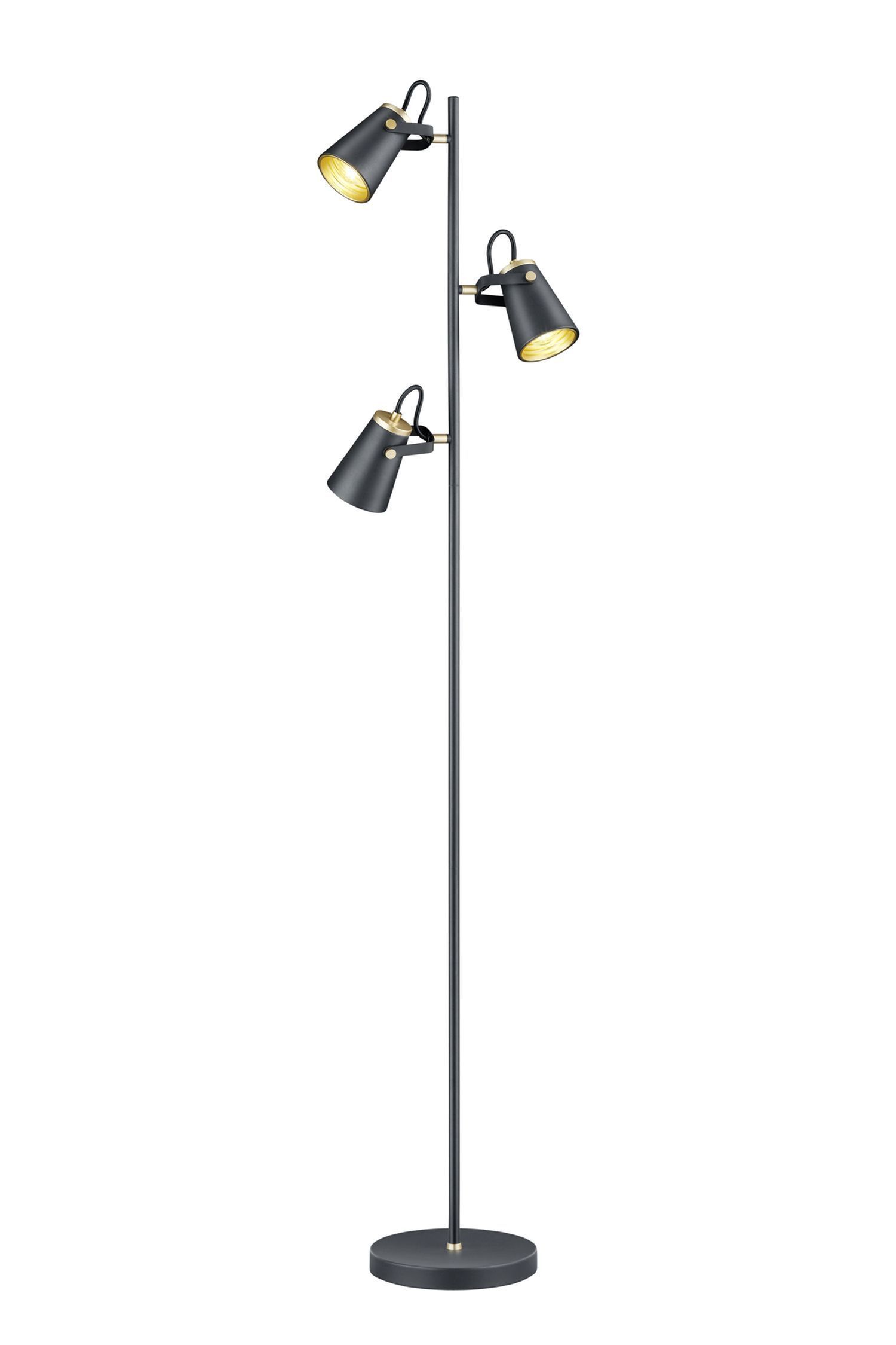 Lampadaire mobile métal 160 cm E14 3-flmg noir