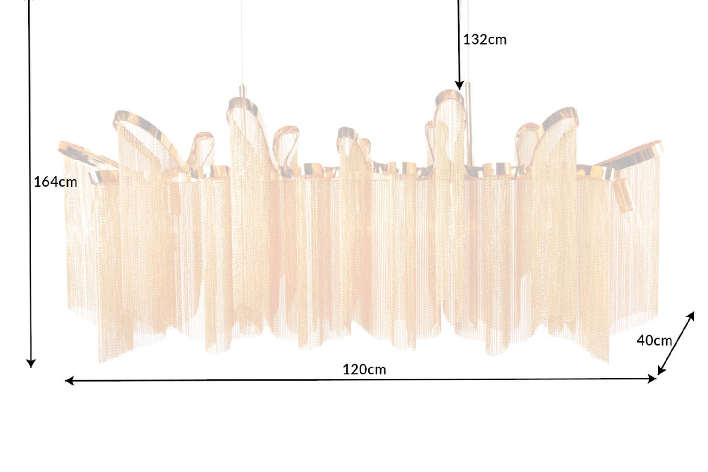 Lampe à suspendre Classique en métal doré E14 120 cm de long
