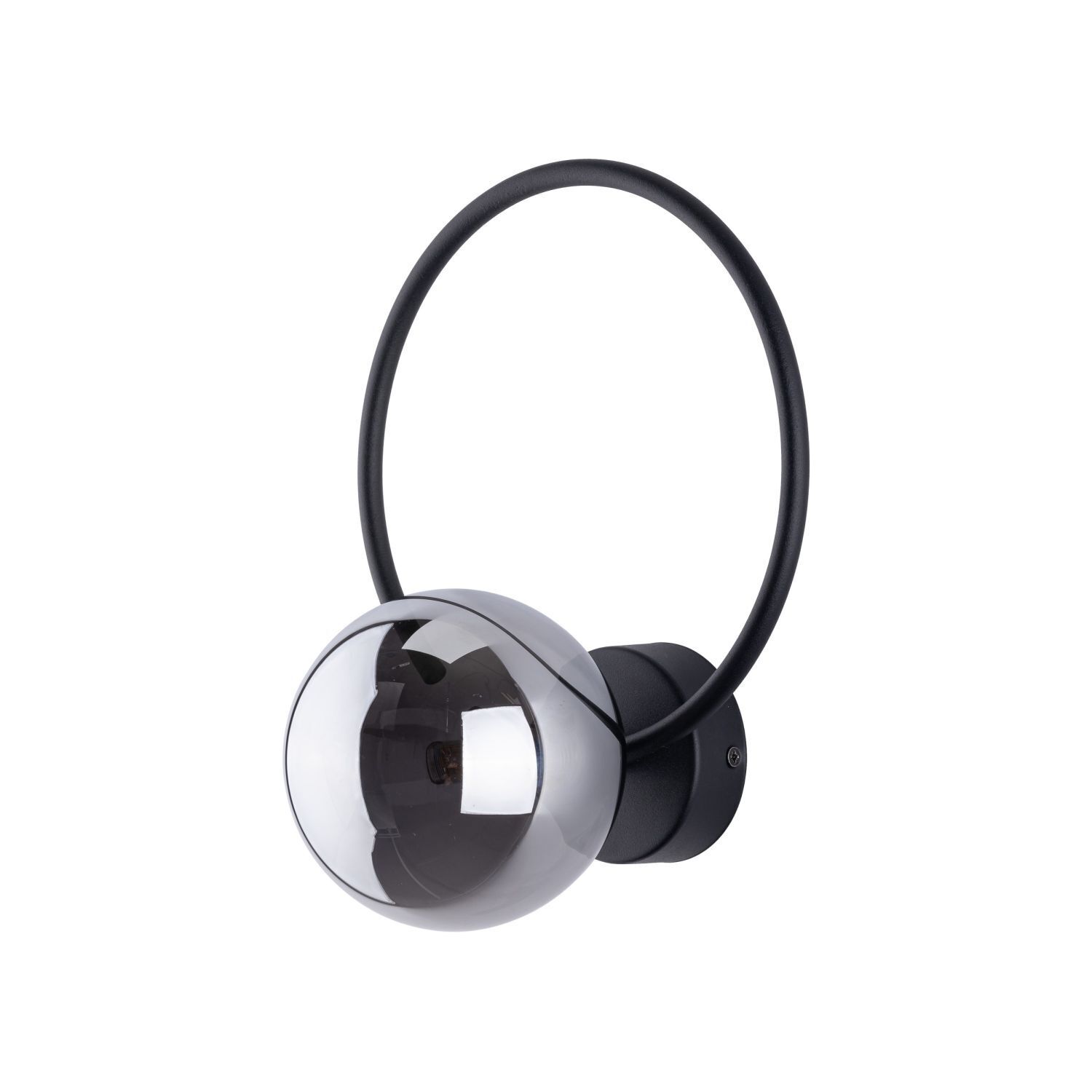 Applique Métal Verre fumé G9 Noir Graphite Boule Abat-jour