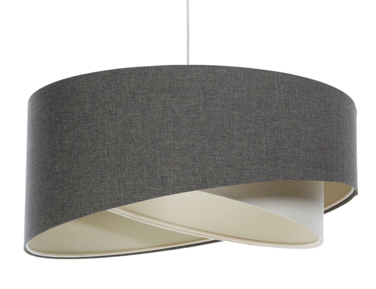 Suspension Gris Crème E27 ronde D : 45 cm Abat-jour en tissu Lampe