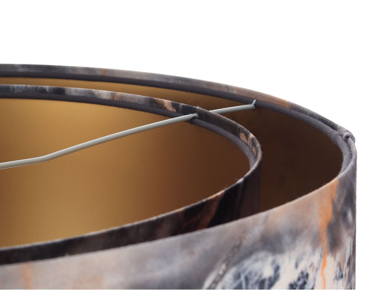 Pendelleuchte Grau Gold E27 rund D: 50 cm E27 Stoffschirm Lampe, Lampenschirm