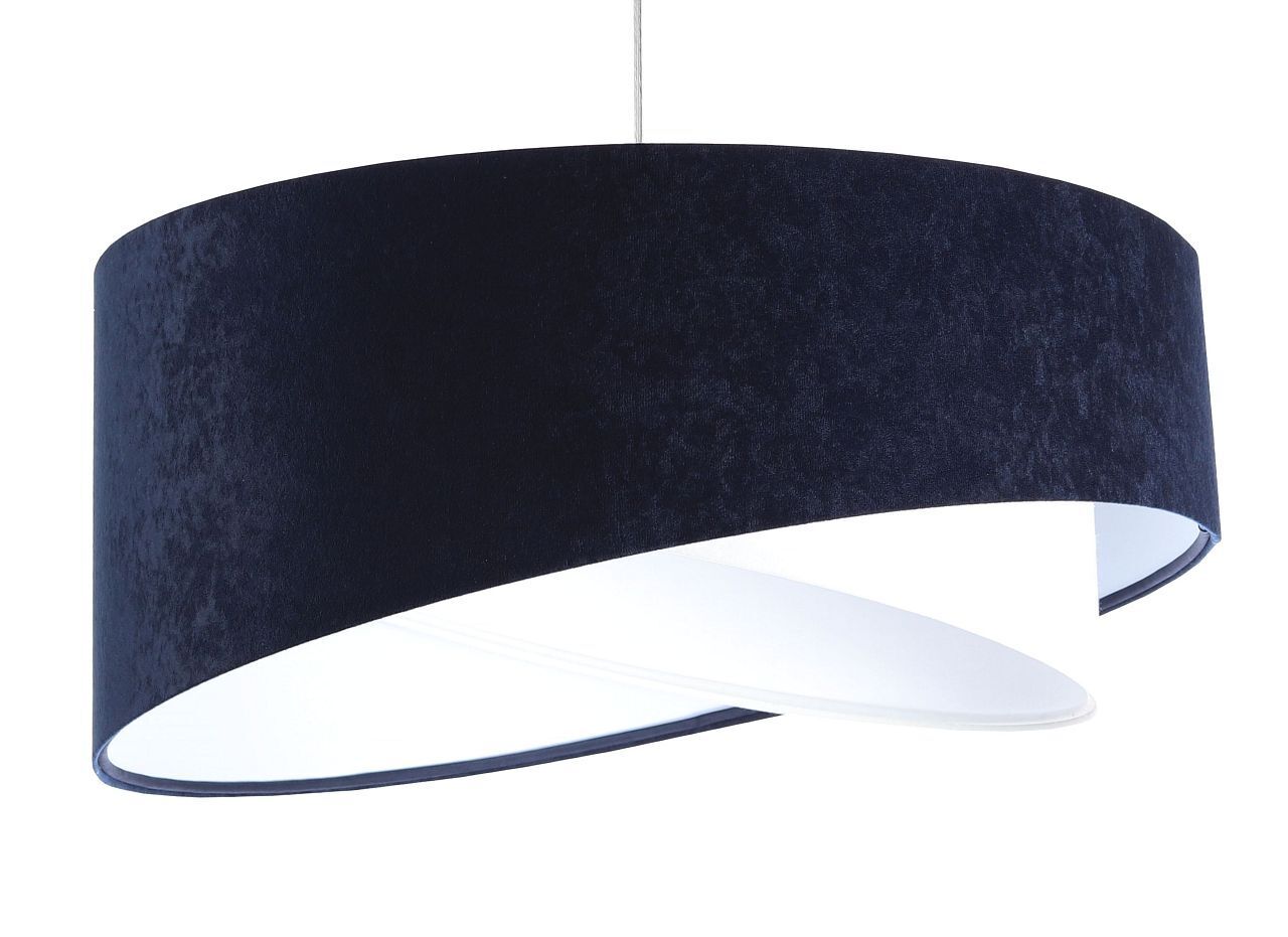 Lampe à suspendre Blanc Bleu E27 rond Ø 50 cm Tissu aspect velours Lampe, Deckenleuchte