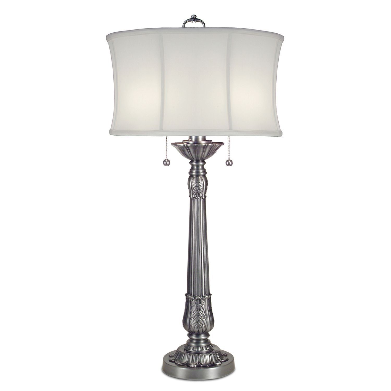 Lampe de table avec interrupteur à tirette E27 hauteur 94 cm abat-jour en tissu