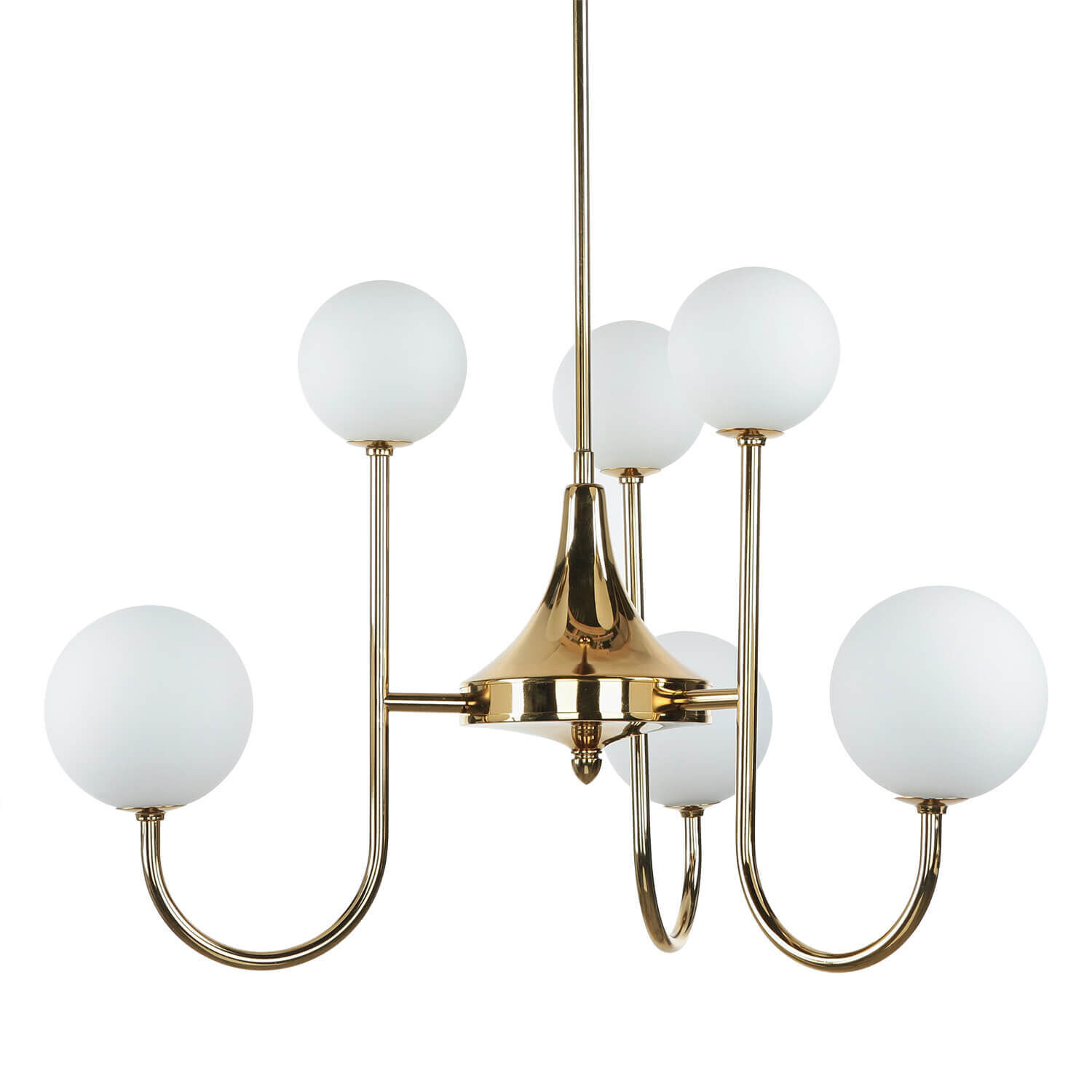 Deckenleuchte Jugendstil Messing Glas in Gold 6-flammig Leuchter, Lampe, Leuchte