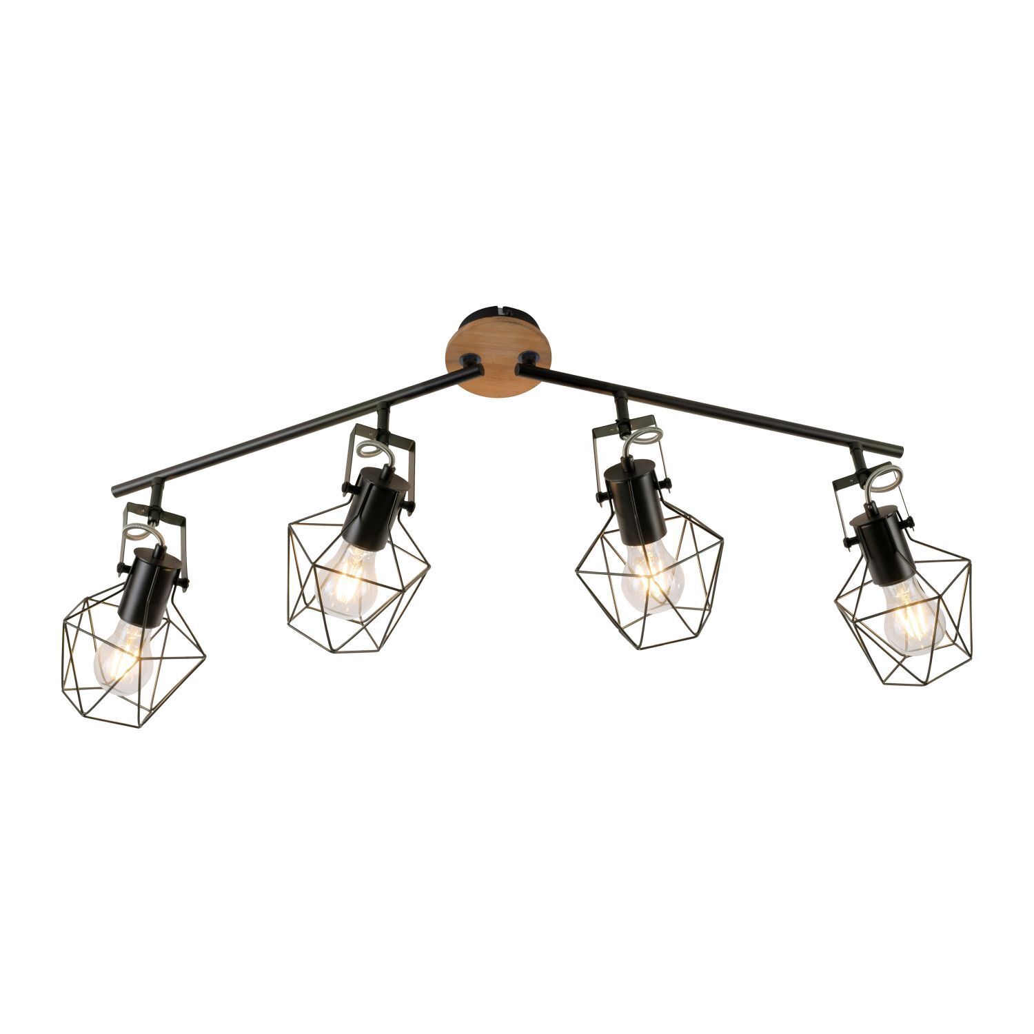 Spot mobile de plafond bois métal 110 cm E27 Vintage