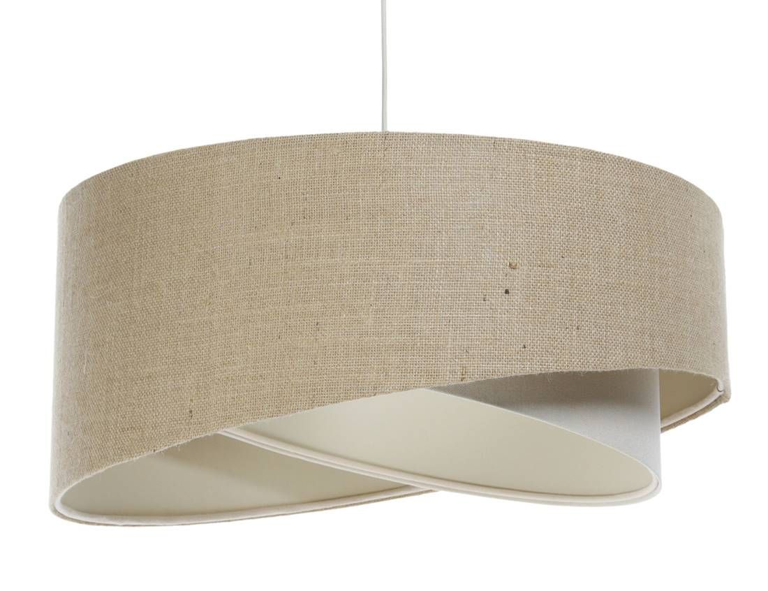 Suspension Tissu Naturel Crème E27 ronde D : 60 cm Boho Lampe