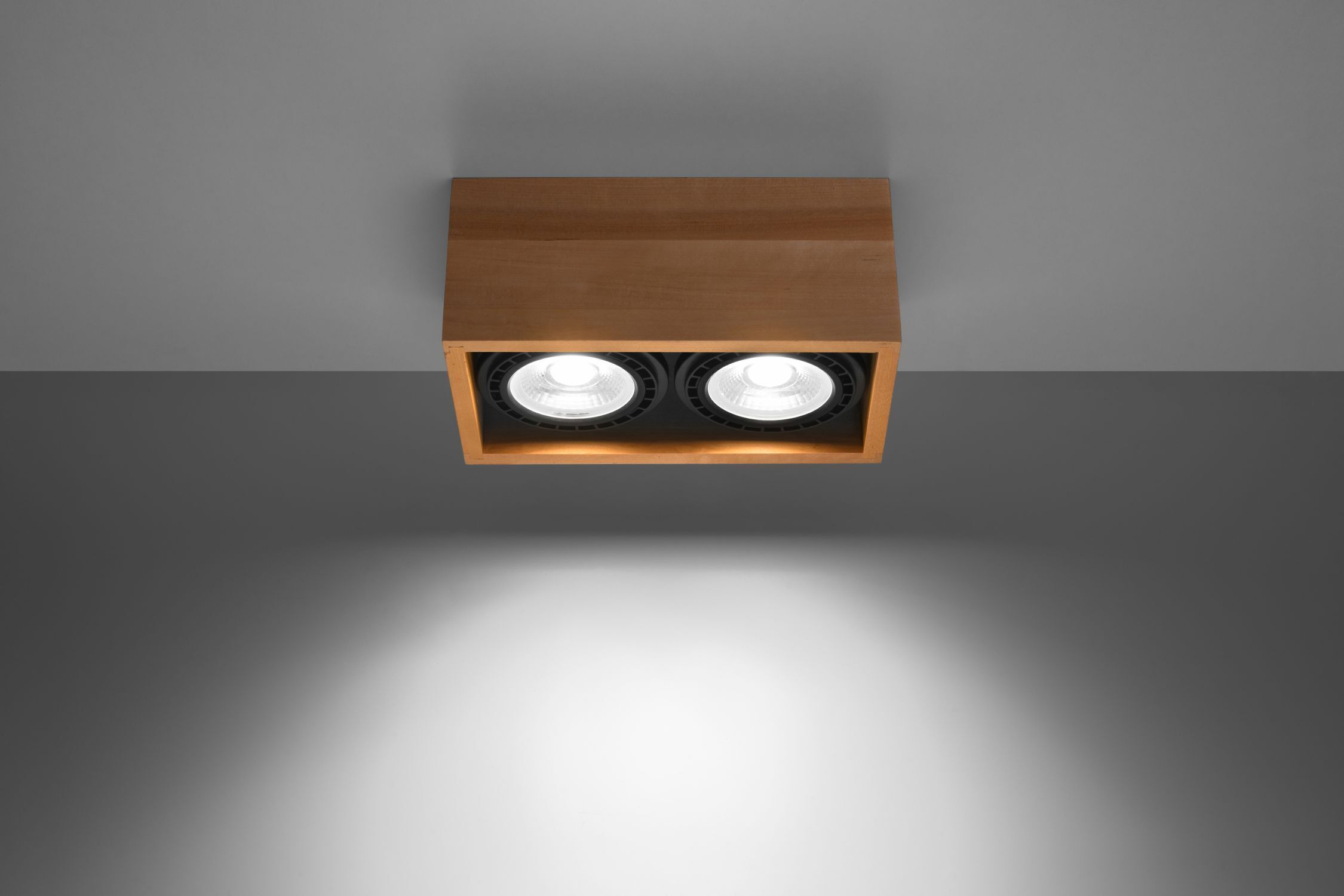 Deckenleuchte Holz eckig klein für 2x GU10 wohnlich Beleuchtung, Lampe