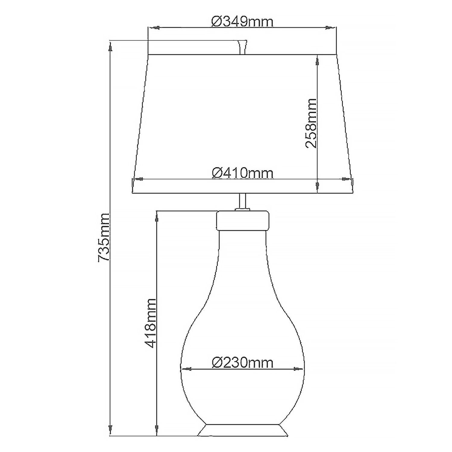 Lampe de table tissu céramique E27 hauteur 73,5 cm vert bleu