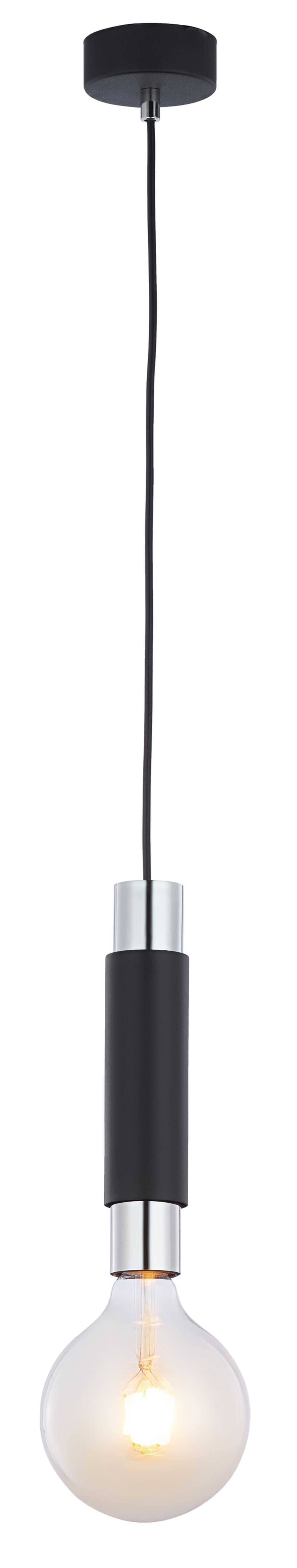 Lampe à suspendre moderne en métal noir chrome E27