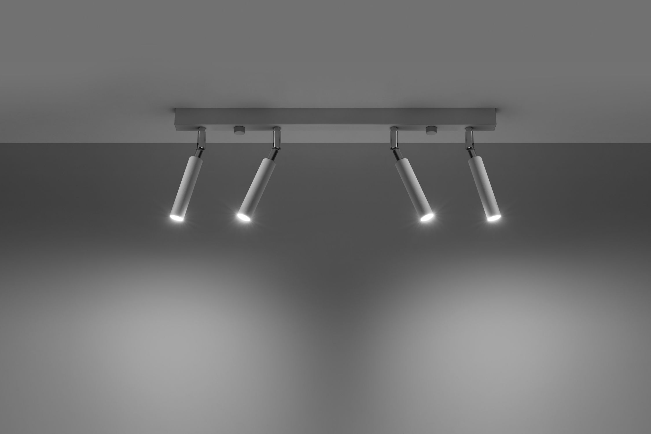 Spot de plafond blanc métal 60 cm de long 4-flamme G9